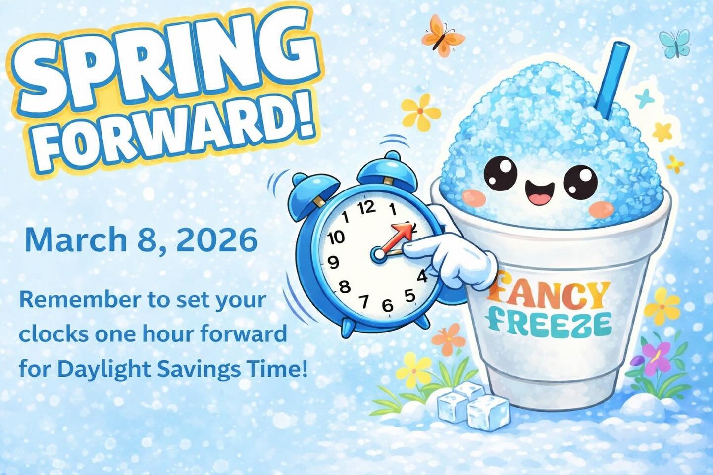 🕑 Don&rsquo;t forget to set your clocks forward tonight! 🍧