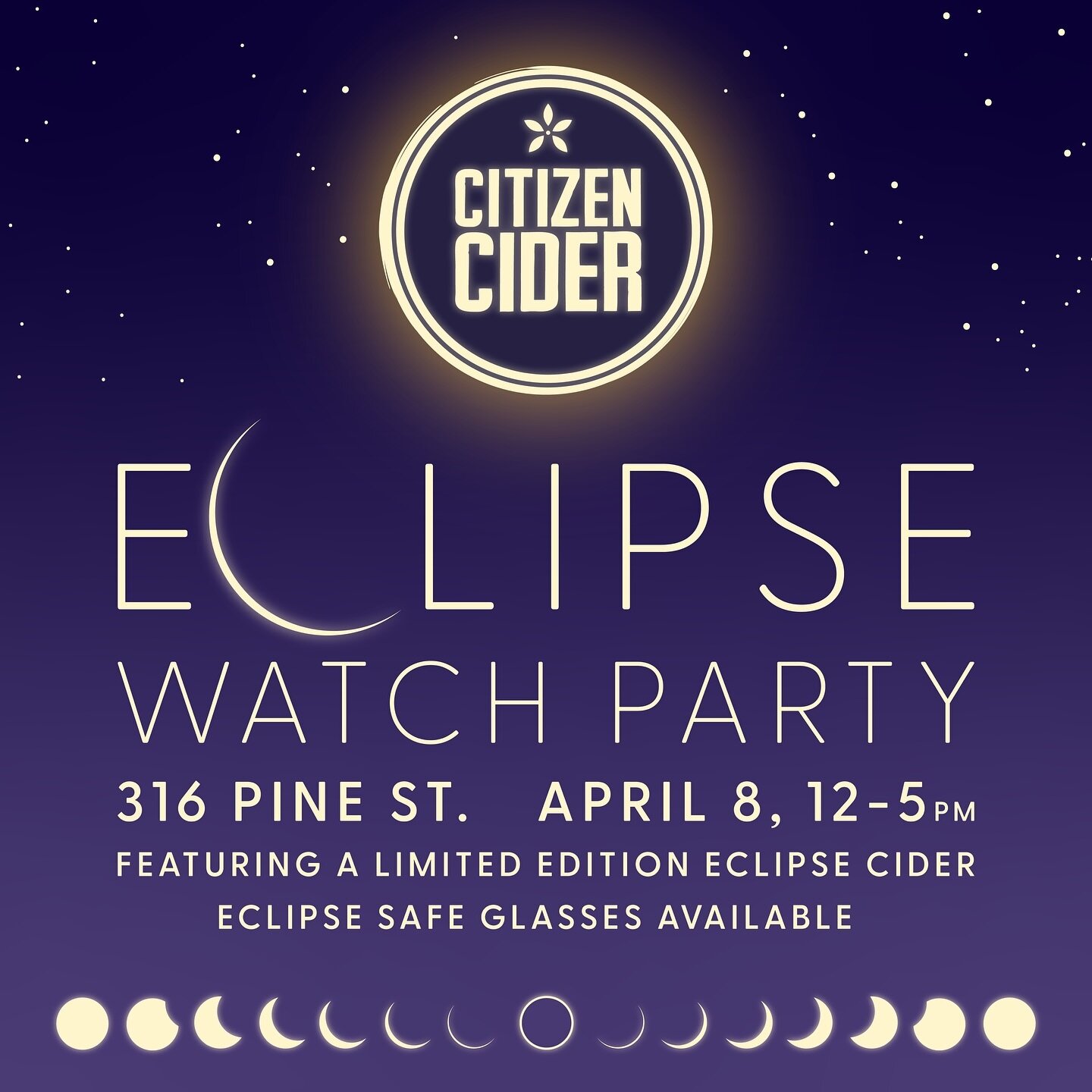 In just a month, join us for an unforgettable celestial show at the Cider Pub! Take your pick of indoor or outdoor seating for a stunning view of the lake and sky. Savor our exclusive Eclipse cider made just for this once-in-a-lifetime experience as 