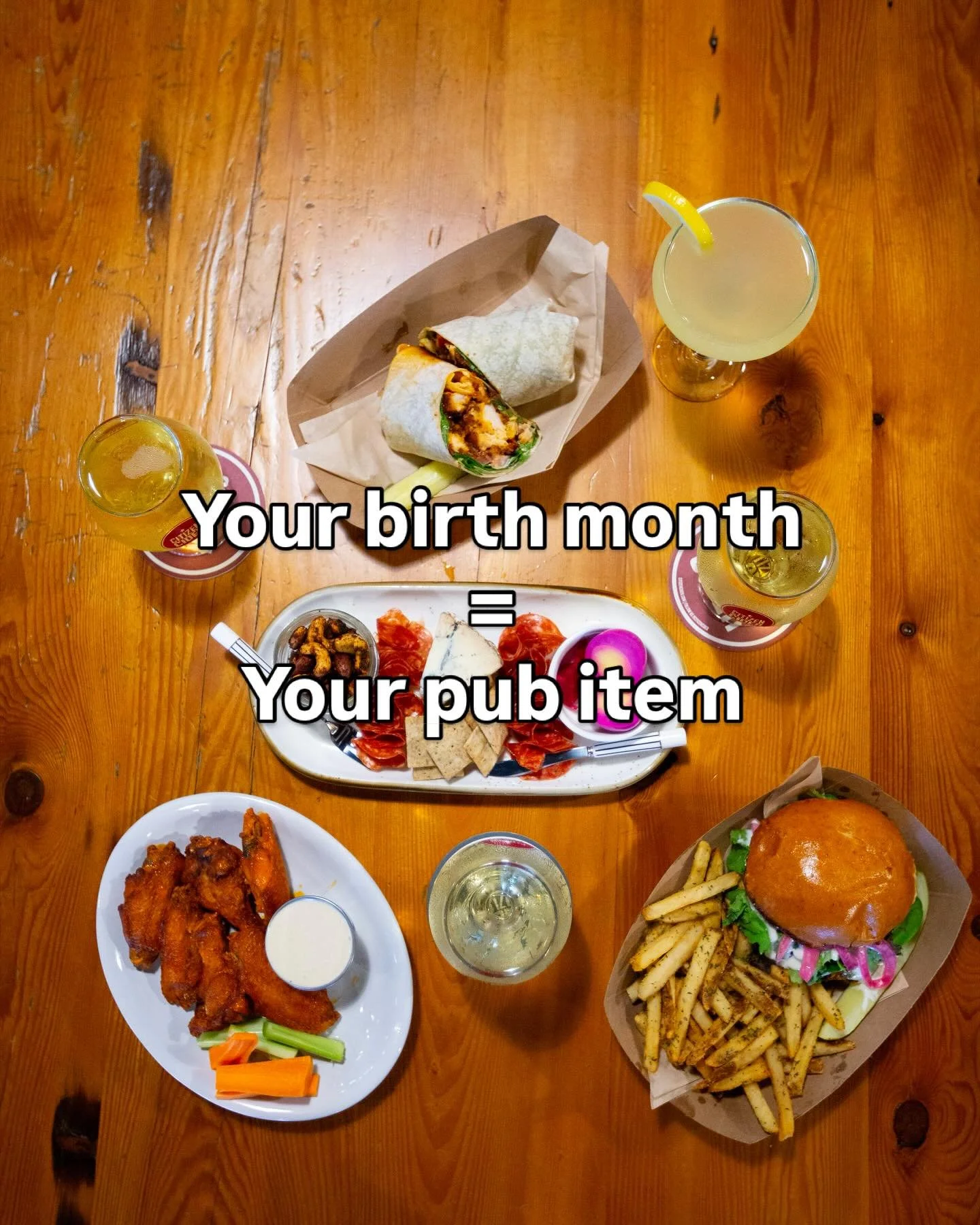 Your birth month = your pub item 🍽️