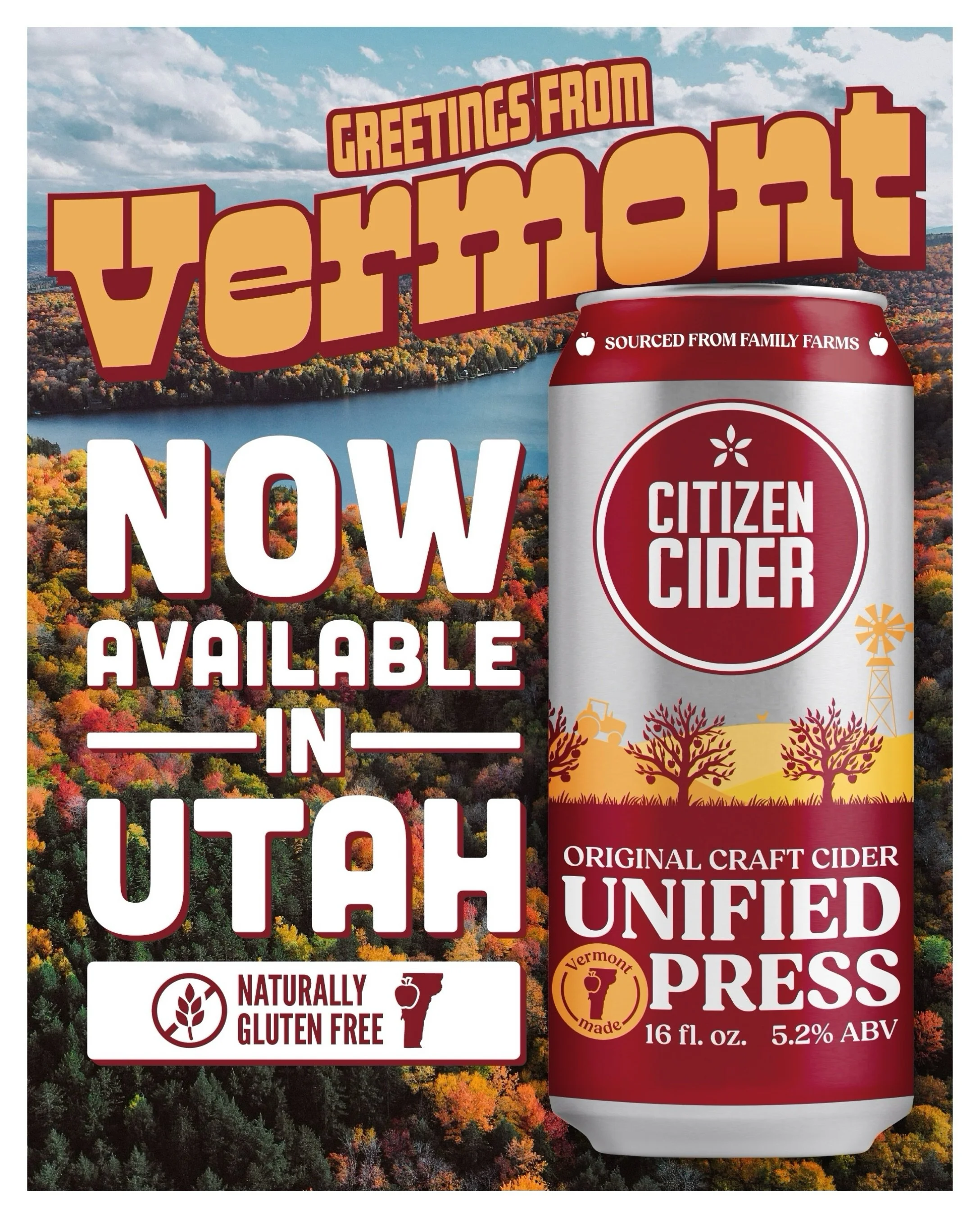 Greetings Utah!

From the Green Mountains to the Rockies, we&rsquo;re expanding west bringing our flagship cider Unified Press to Salt Lake City. 🏔️

Crisp, semi-dry and traditional, Unified Press gets its name from the wide range of local apple var