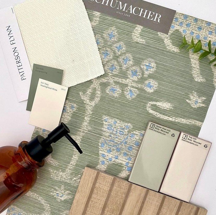 In this powder room mood board, sophistication meets playfulness! 🌿✨ Imagine a tranquil sanctuary accented with charming jaguar-patterned wallpaper in soft cream and sage tones. With its inviting warmth and delightful textures, this space is a true 