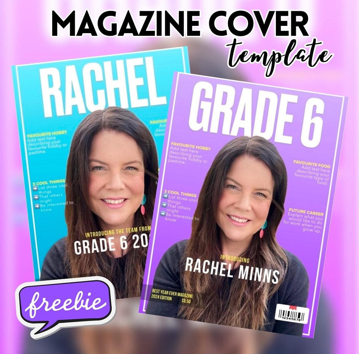Have your students create a unique magazine cover in the KEYNOTE app (iPad, iPhone or Mac - it won&rsquo;t work in PowerPoint or in a windows device, so sorry!) that shares a little bit of information about themselves 🫶🏼 

Perfect to print and give