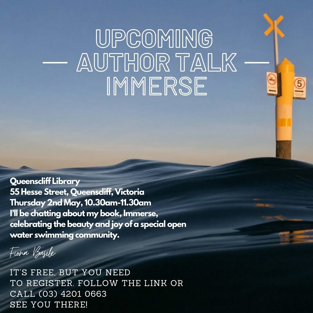 ** 24 Hours Left to Book **

Friends, if you&rsquo;re in the Queenscliff/ Bellarine Peninsula/Geelong area, I&rsquo;d love to see you at my upcoming author talk on Immerse, at the Queenscliff Library, 55 Hesse Street, this Thursday, 2nd May, from 10.