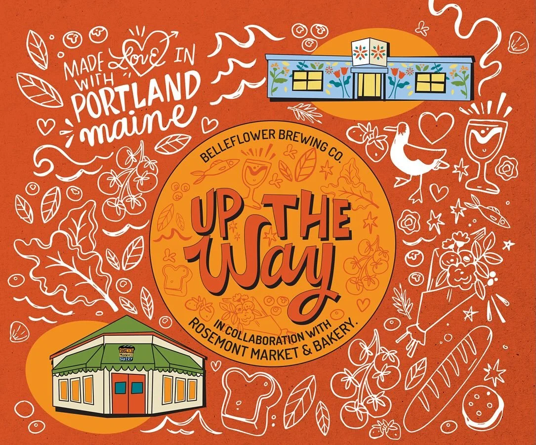 Label design for Up the Way- a collaborative IPA release between Portland powerhouses @belleflowerbeer and @rosemontmarket 

This one was one of my most fun labels yet! If you know Portland you know Rosemont, so I loved the chance to design something