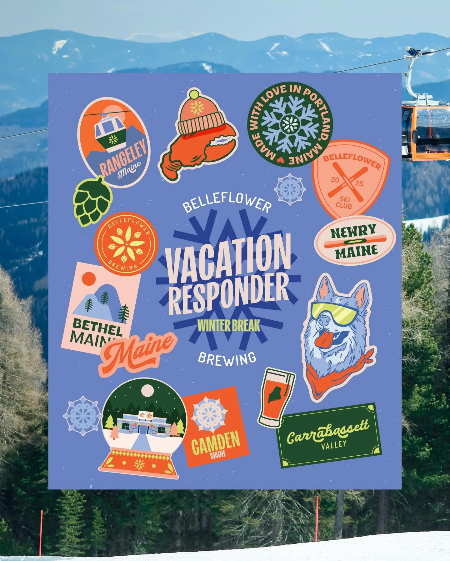 Scrugy&rsquo;s hitting the slopes!!

Label design for the newly released Vacation Responder: Winter Break IPA from @belleflowerbeer . This one is the OG Vacation Responder&rsquo;s frostier twin and pairs perfectly with a day out on the slopes, or if 