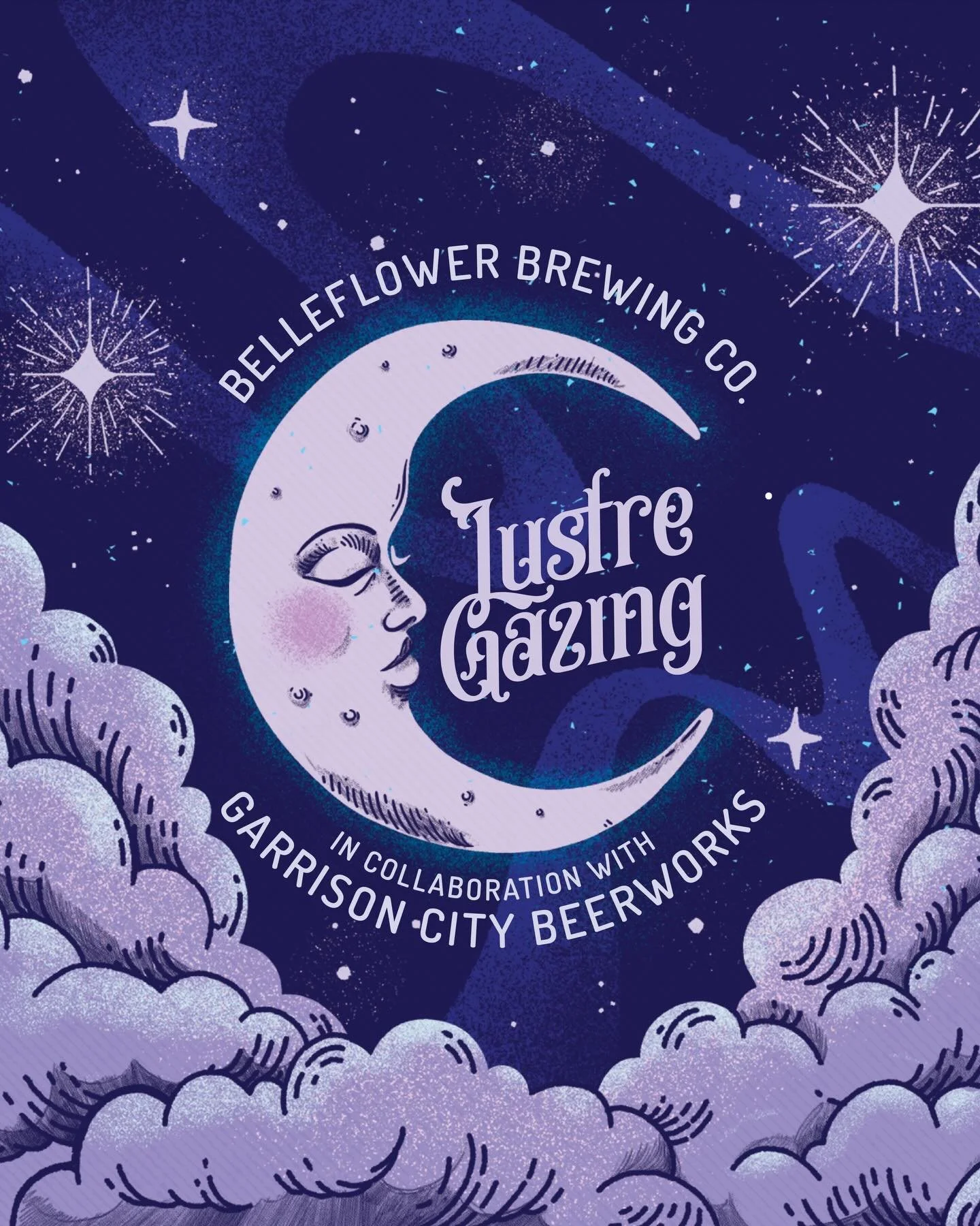 Label artwork for Lustre Gazing, a collaborate Double IPA Release brewed by @belleflowerbeer and @garrisoncity !

Created in celebration of International Women&rsquo;s Day, Lustre Gazing is extra special because a portion of the proceeds will be dona