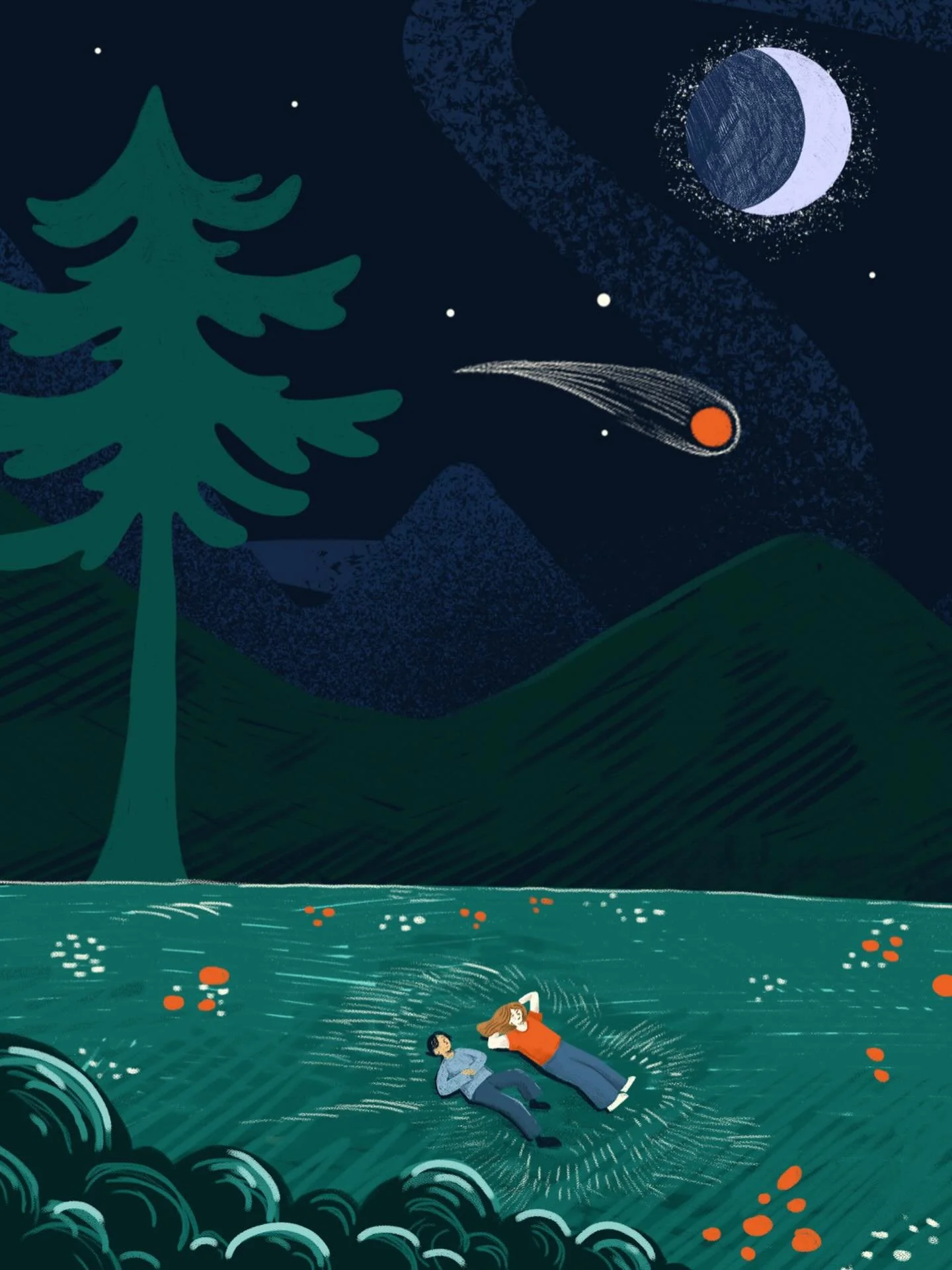 Illustration for @belleflowerbeer &lsquo;s latest bottle release- Tonight, Tonight. Summer nights like these are so, so close! ☄️🌛

#illustration #graphic #packagingdesign #craftbeerlife #portlandme