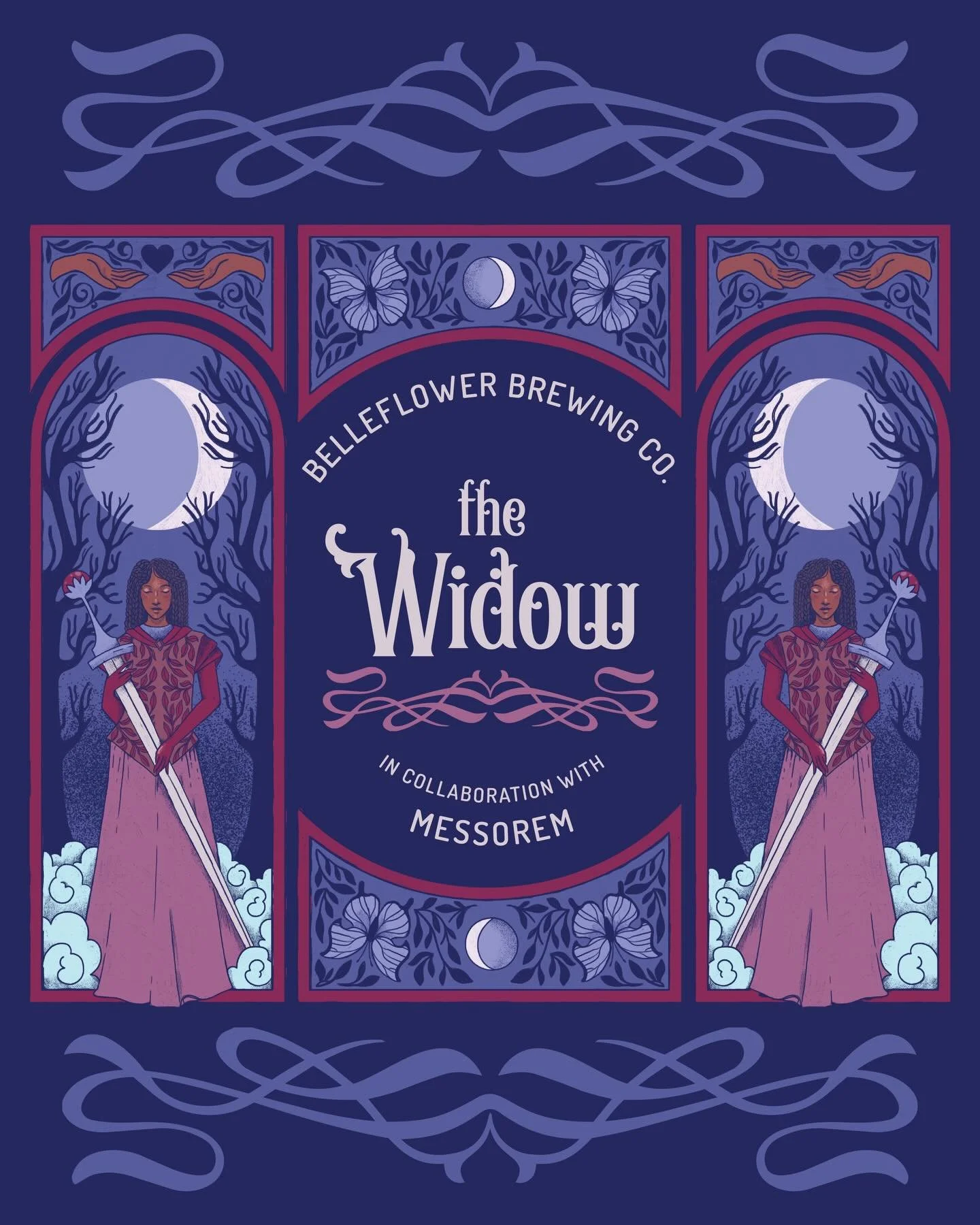 Label design for The Widow by @belleflowerbeer x @messorembracitorium