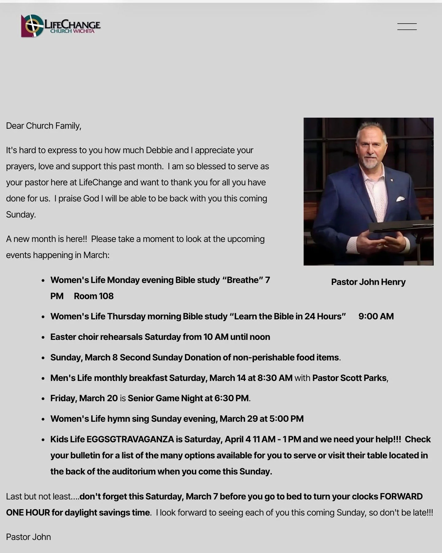 The Weekly Enews is available online! 
Visit https://www.lifechangechurchwichita.com/news

Stay up to date with ministry news and events at LifeChange Church Wichita. 

#lifechangechurchwichita