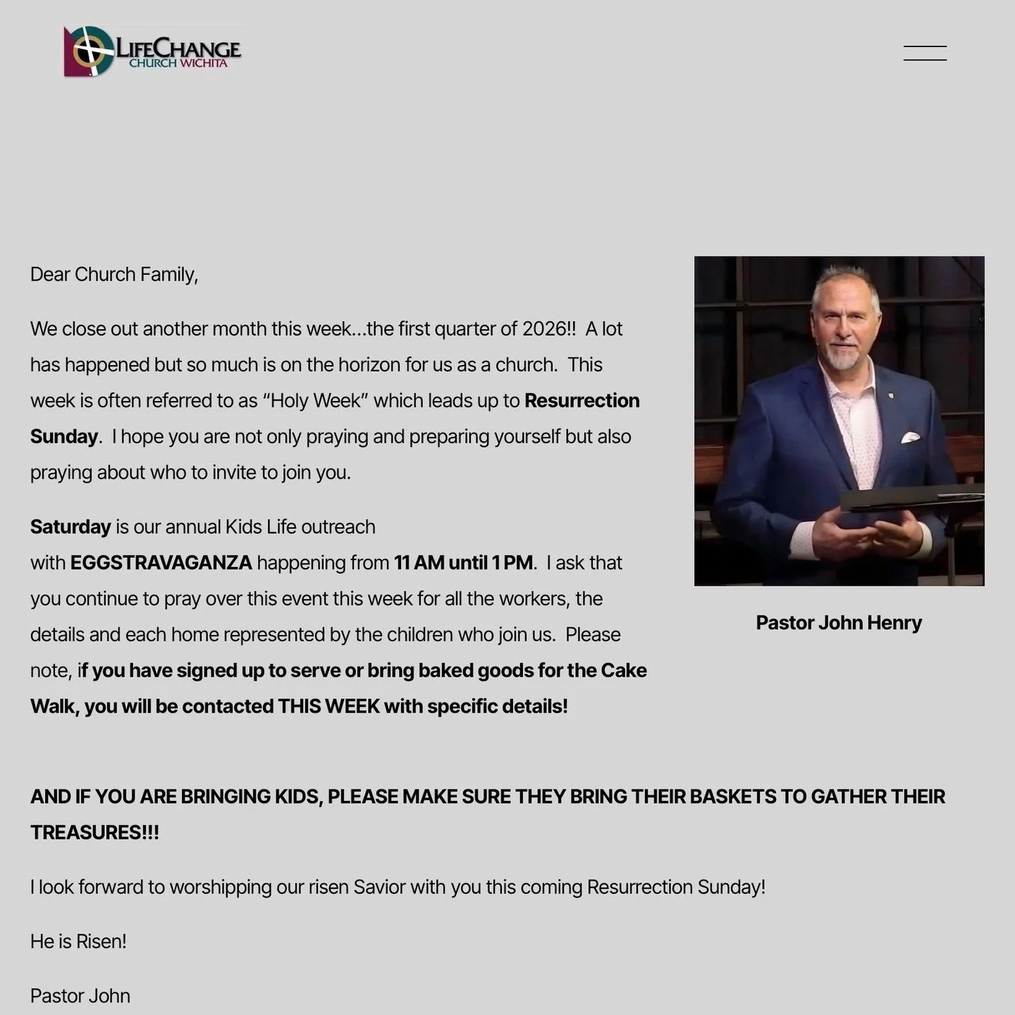 The Weekly Enews is available online! 
Visit https://www.lifechangechurchwichita.com/news

Stay up to date with ministry news and events at LifeChange Church Wichita. 

#lifechangechurchwichita