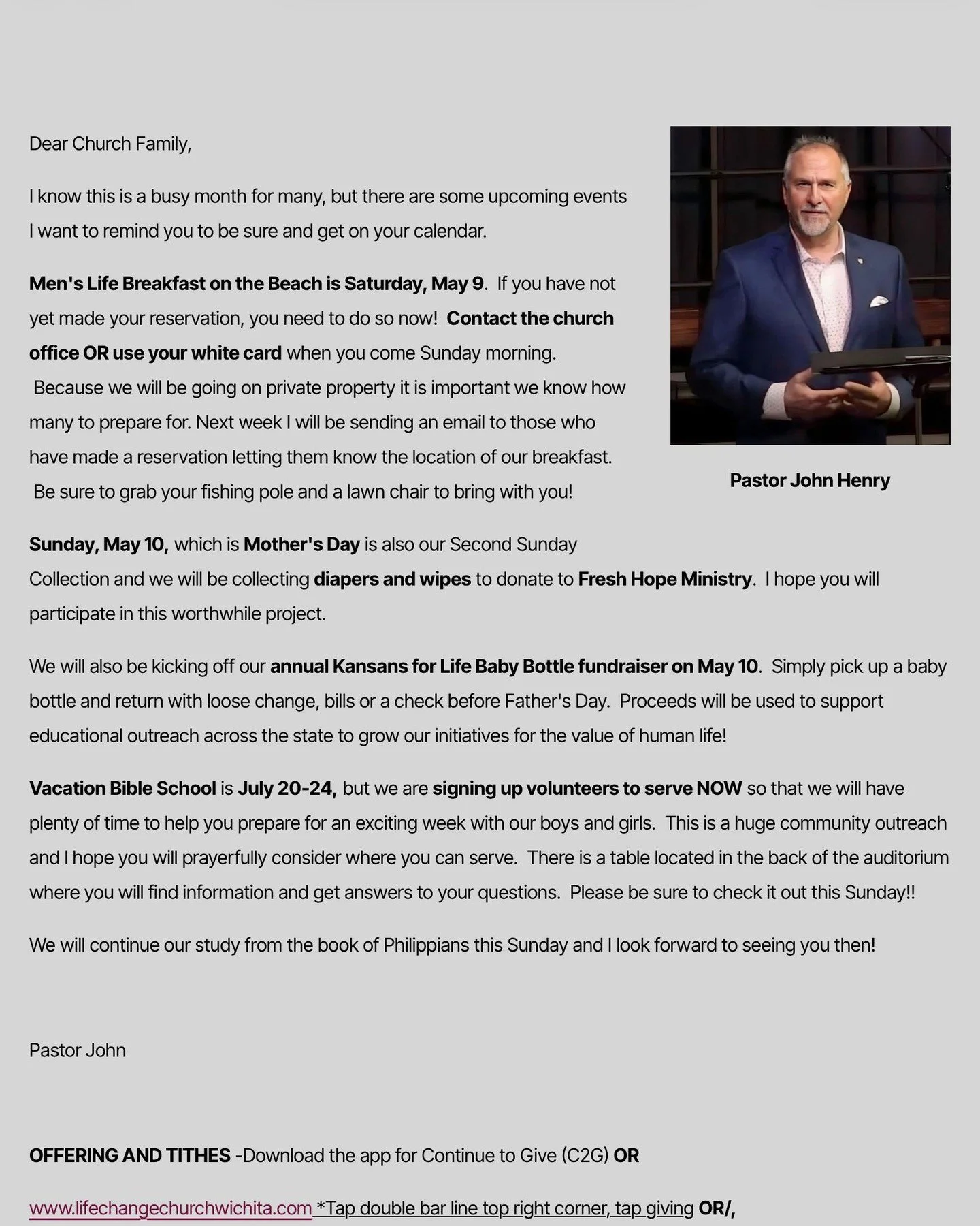 The Weekly Enews is available online! 
Visit https://www.lifechangechurchwichita.com/news

Stay up to date with ministry news and events at LifeChange Church Wichita. 

#lifechangechurchwichita