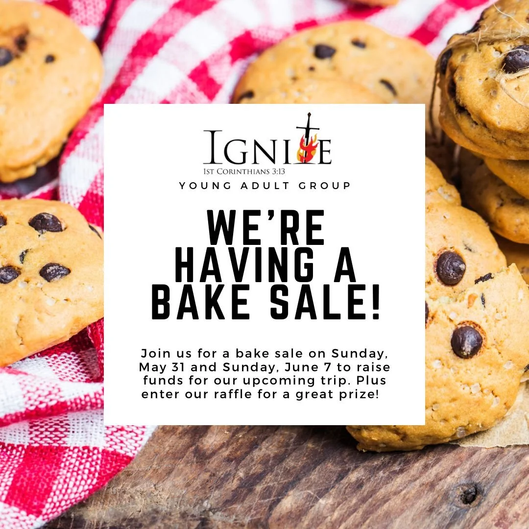 This coming Sunday, May 31 and next Sunday, June 7, IGNITE, our young adults ministry will be hosting a fundraiser in the Fellowship area before and after church.  They are excited about an upcoming opportunity to share in a faith building experience