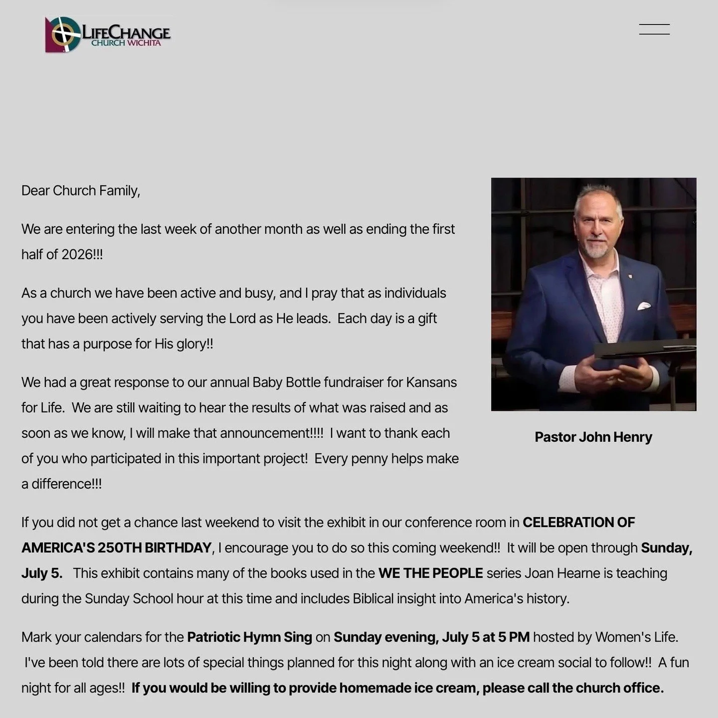 The Weekly Enews is available online! 
Visit https://www.lifechangechurchwichita.com/news

Stay up to date with ministry news and events at LifeChange Church Wichita. 

#lifechangechurchwichita