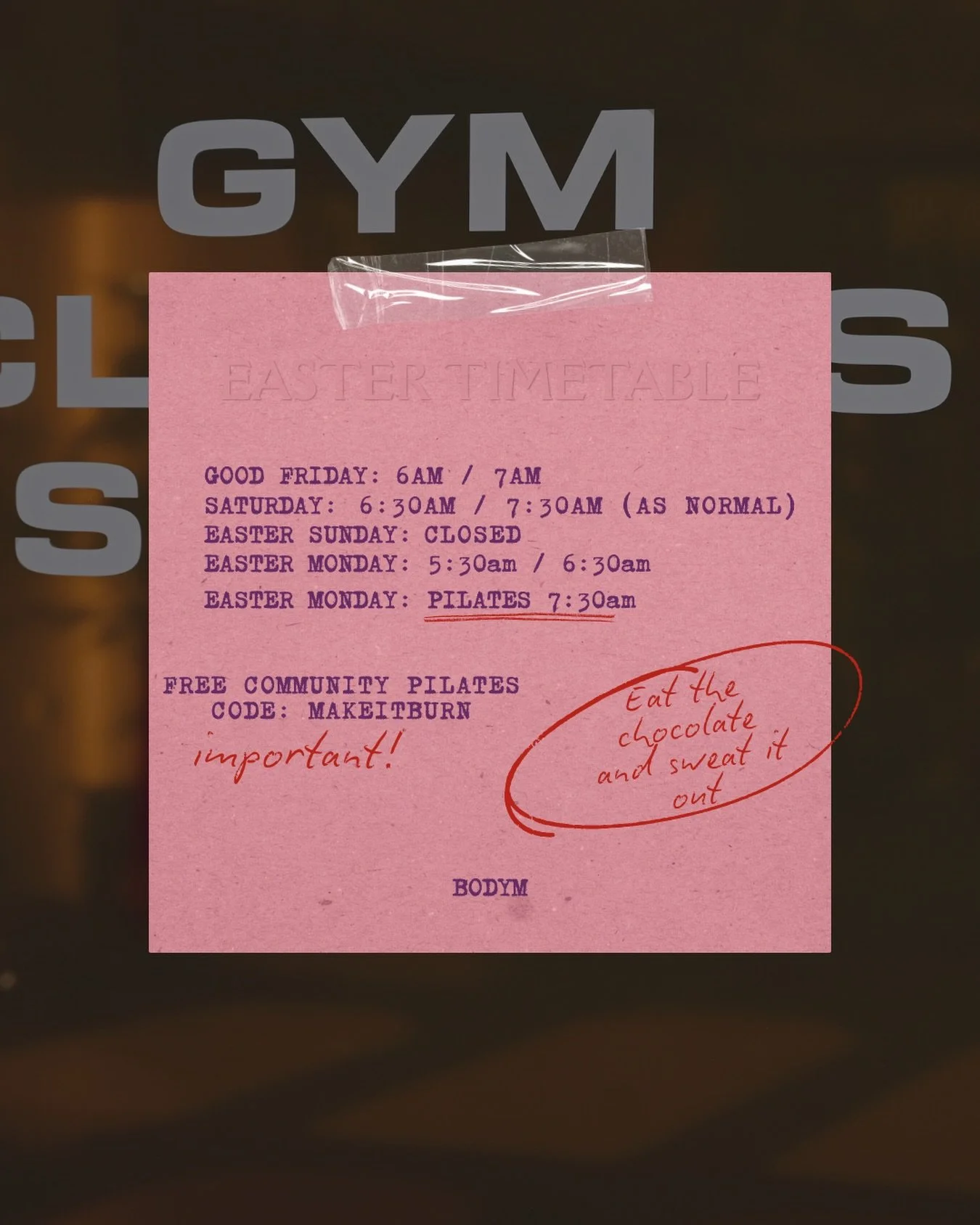 HOLIDAY&rsquo;S 🐣
Ft. FREE Pilates Easter Monday.
CODE: MAKEITBURN at checkout. 
Bookings essential. 
Link in bio.