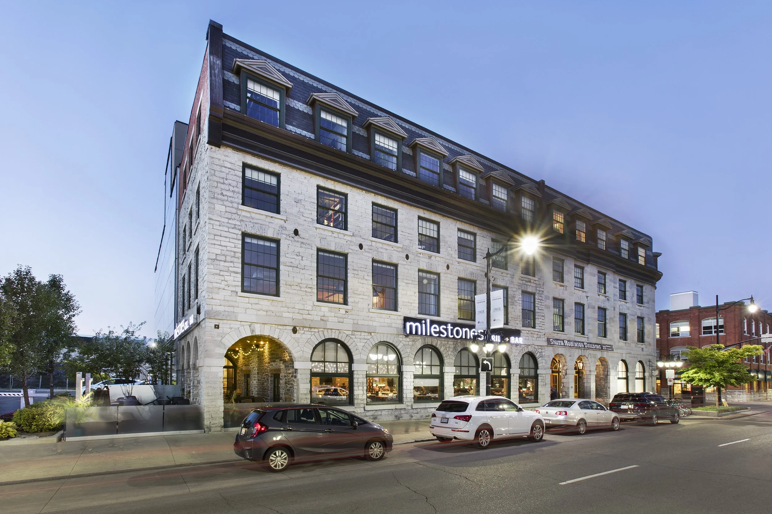 Kingston Smith & Robinson Building Princess St exterior entrance. Project by Shoalts and Zaback Architects.