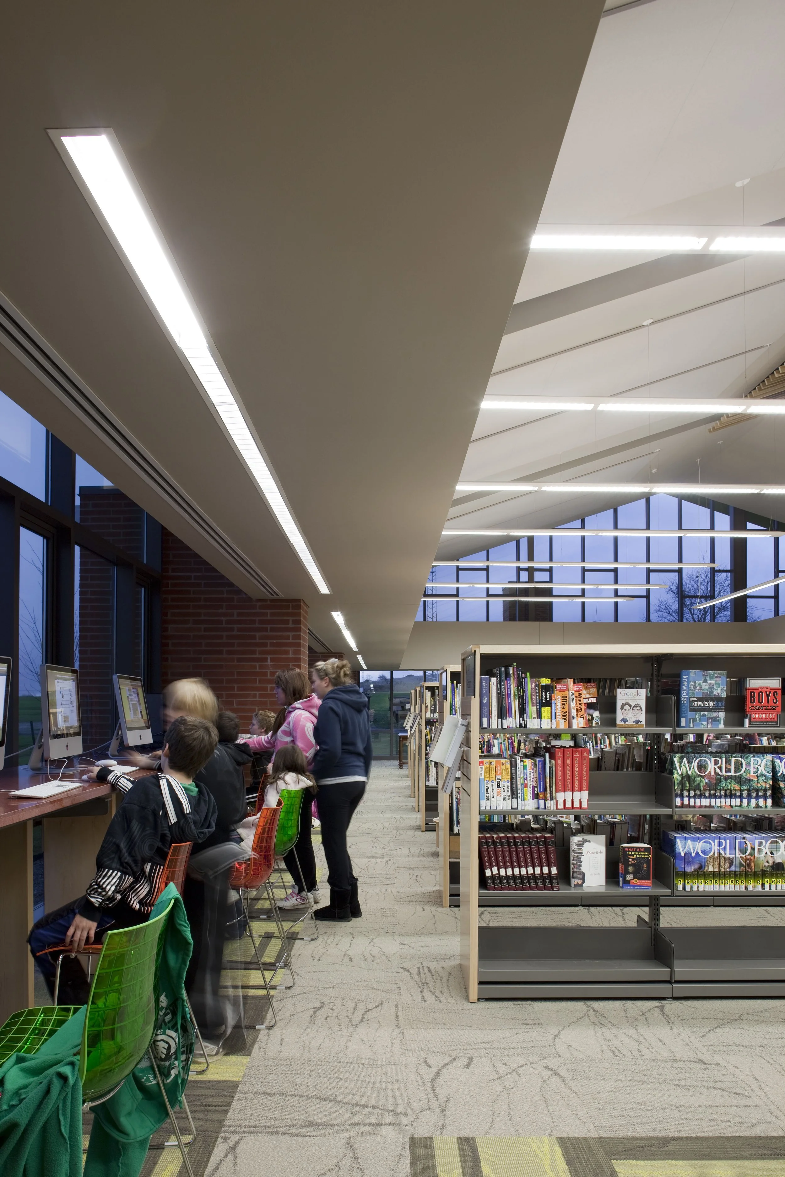 Cookstown Library workstation area designed by Shoalts and Zaback Architects.