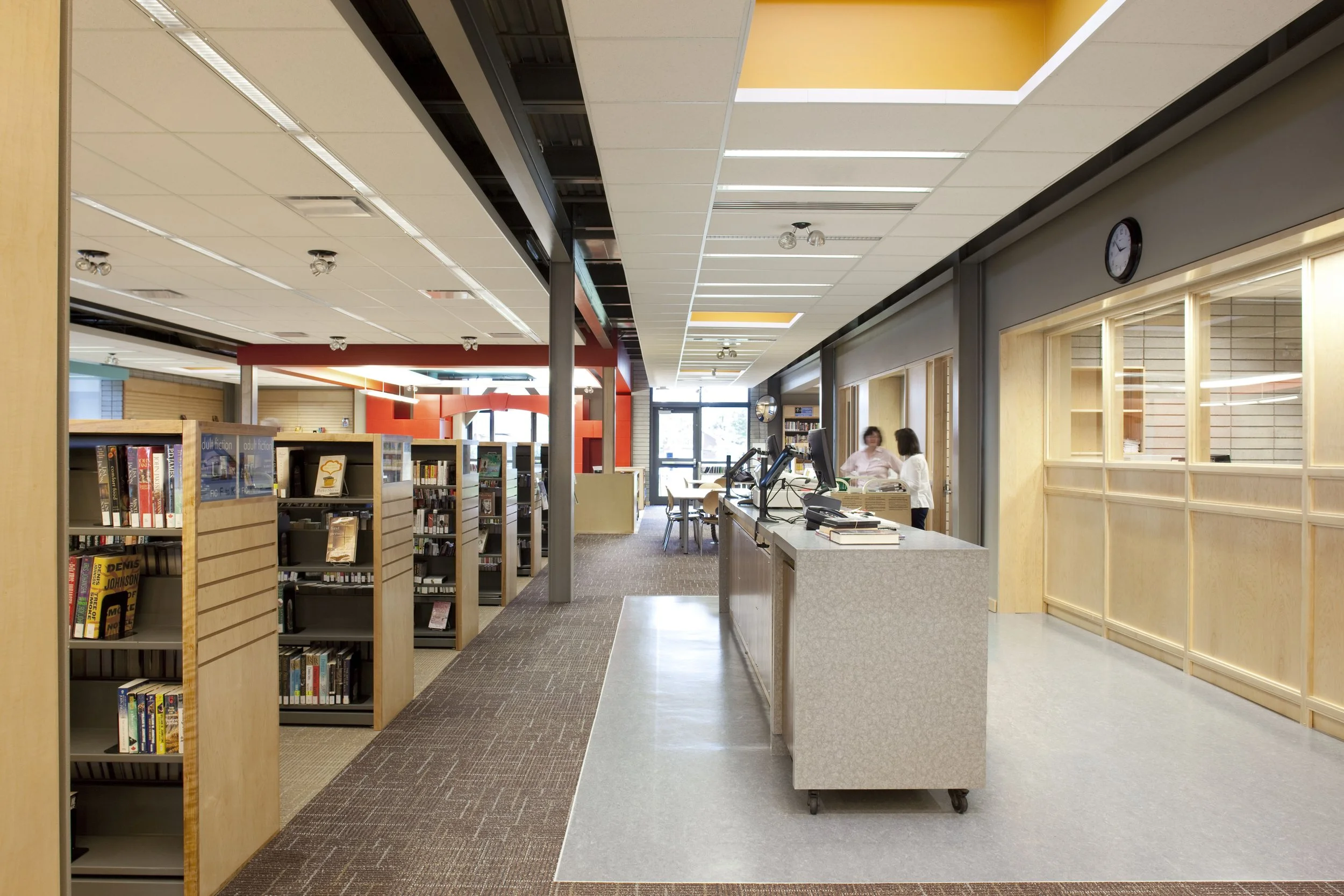 Newcastle Library hallway design by Shoalts and Zaback Architects.