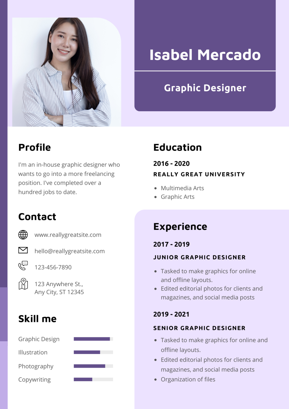 Purple Professional Graphic Designer CVResume.png