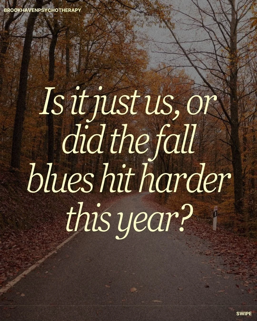 Feeling low as the seasons change? You&rsquo;re not imagining it. The shift in sunlight and routine can deeply affect mood and energy.

Take care of your mental health this season &mdash; reach out, rest, and remember brighter days are coming. 🌞

#S