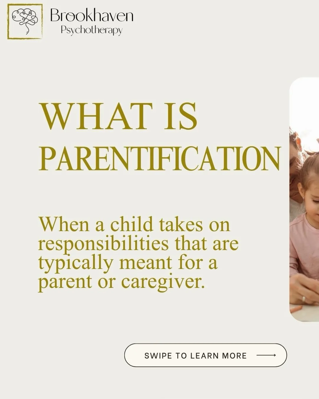 Parentification happens when a child takes on roles or responsibilities that are developmentally meant for adults.

This can look like caring for siblings, managing household responsibilities, or becoming a parent&rsquo;s emotional support system.

W