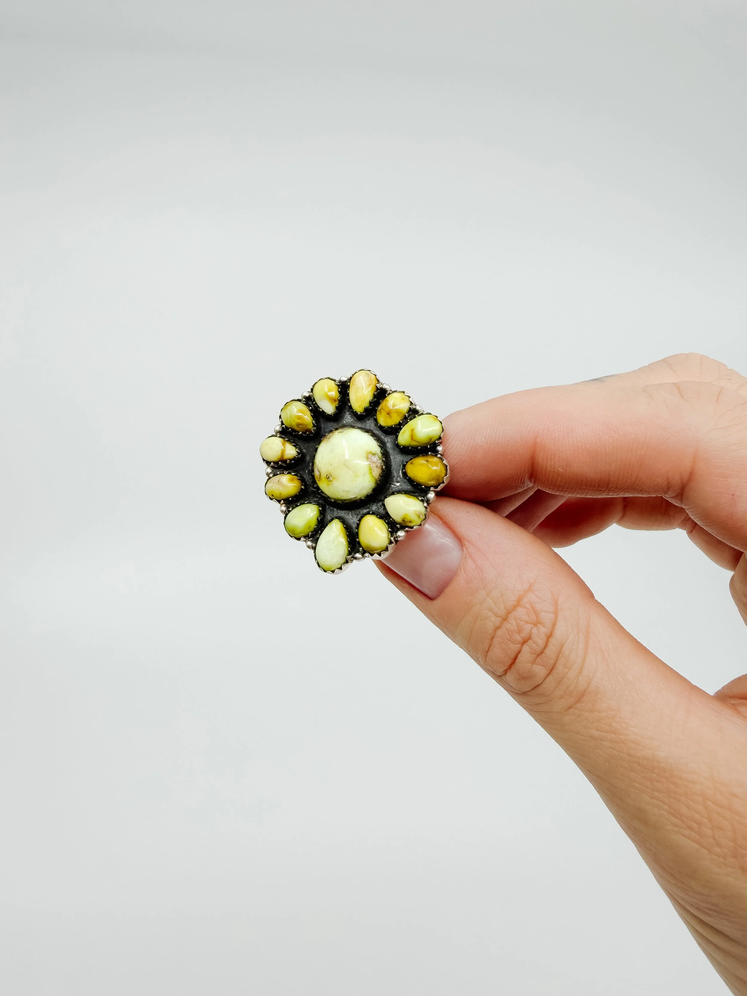 Handmade Lemon Chrysoprase Statement Ring - Adjustable