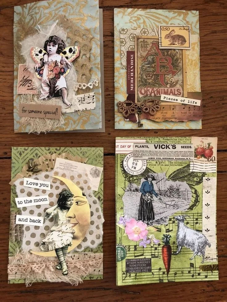 Mixed media collage cards with envelopes - Saturday April 11 at 2pm - 1459 Humboldt Rd,Chico.