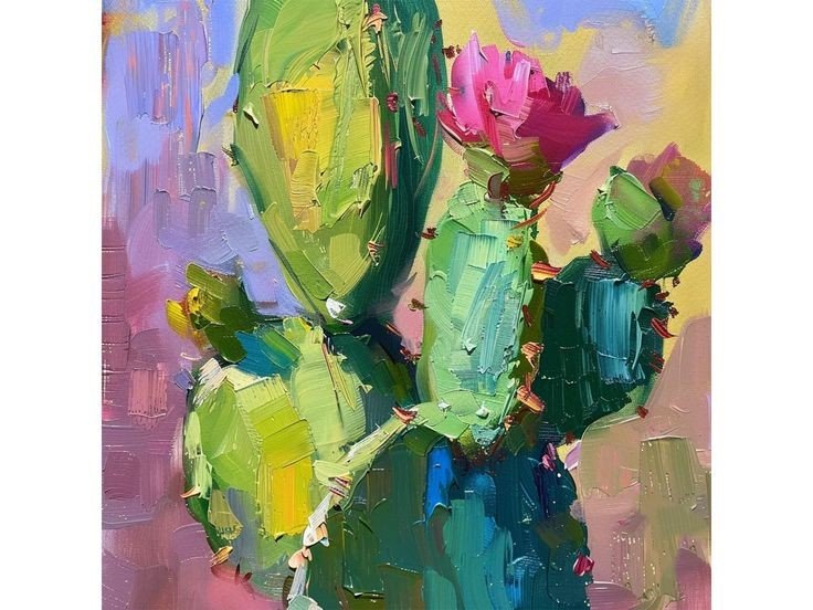 acrylic cactus in flower.jpg