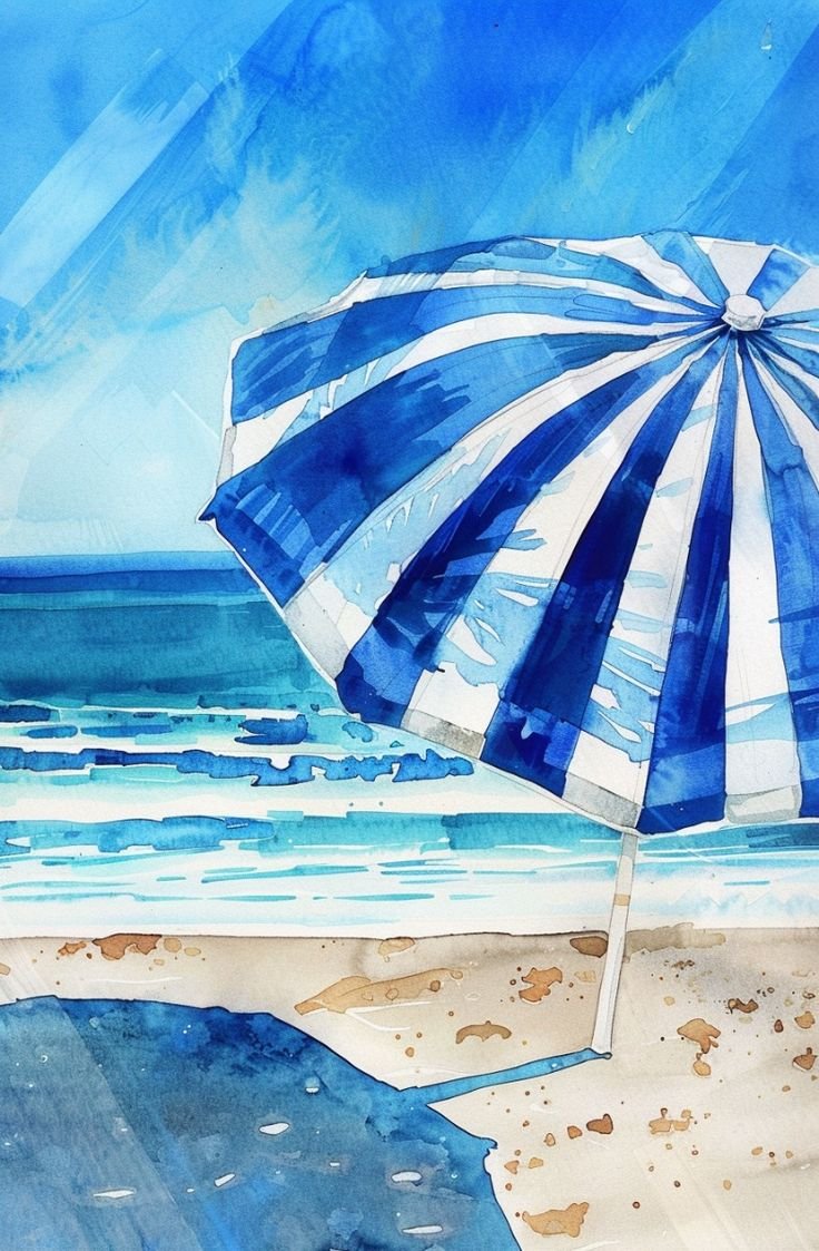 Zoom! Zoom! -Tuesday July21 at 6.30pm - Watercolor Beach Umbrella