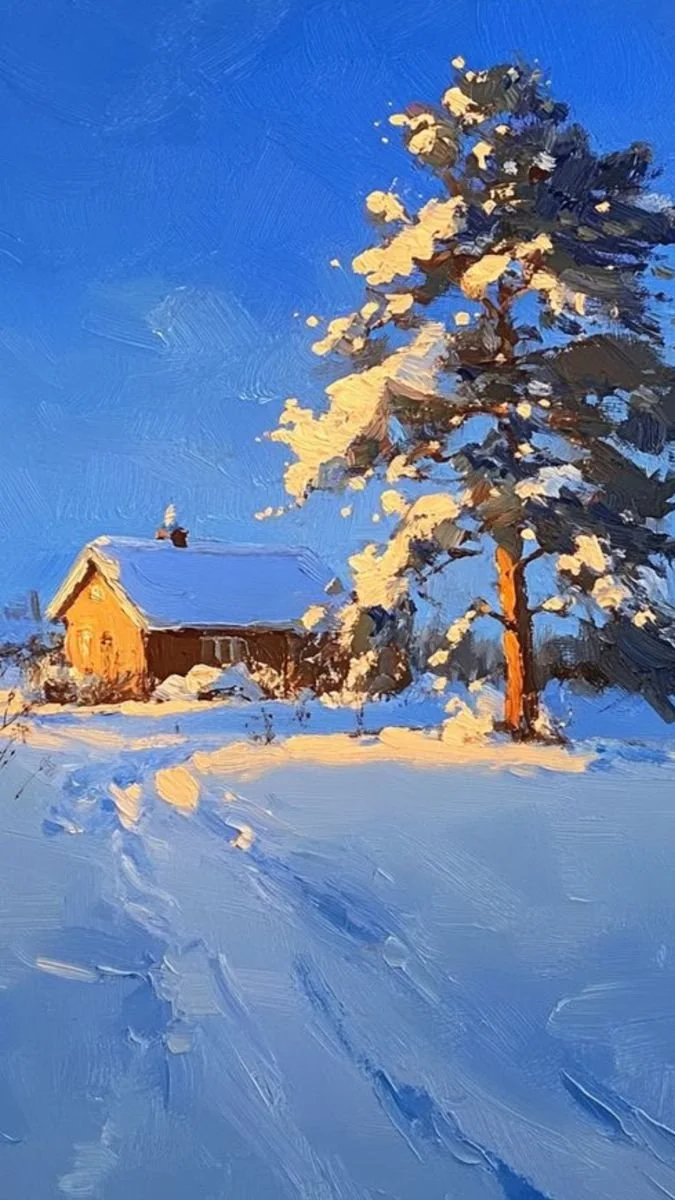 Sunday, October 11th at 1pm - Acrylic Snowy Cabin - 1459 Humboldt Rd, Chico