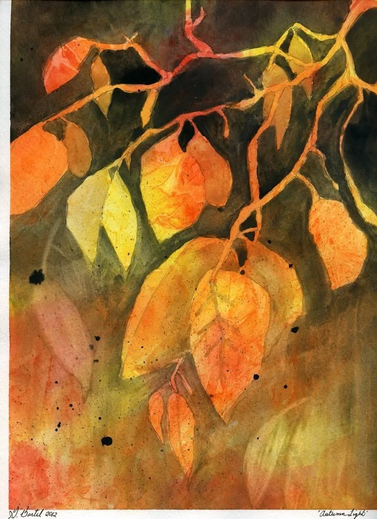 Thursday September 10 at 12pm - Watercolor negative relief Fall Leaves