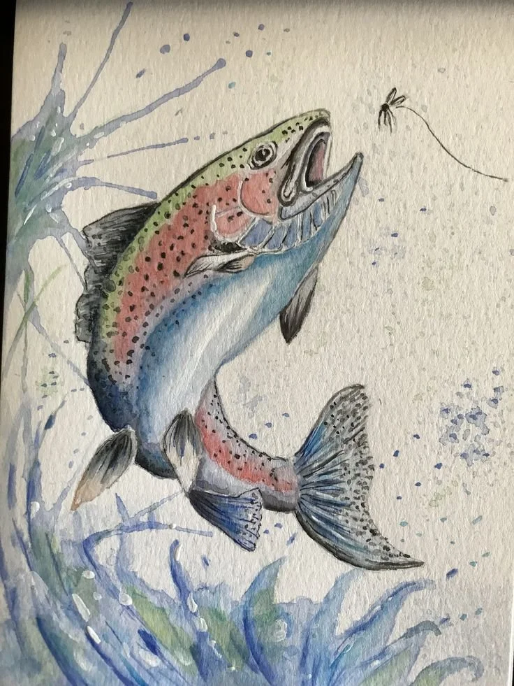 Zoom! Zoom! - Tuesday July 28 at 6.30pm - Watercolor trout