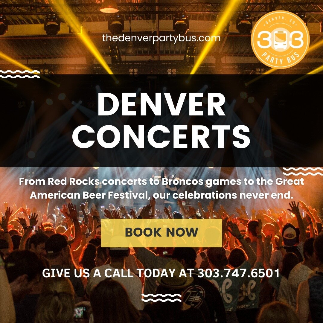 Denver Concerts ⚡🍻

From Red Rocks concerts to Broncos games to the Great American Beer Festival, our celebrations never end. 🎊✨
We are available for all of your occasions. 🤝 🚍 ✨

We have 4 different bus sizes that comfortably fit anywhere from 1