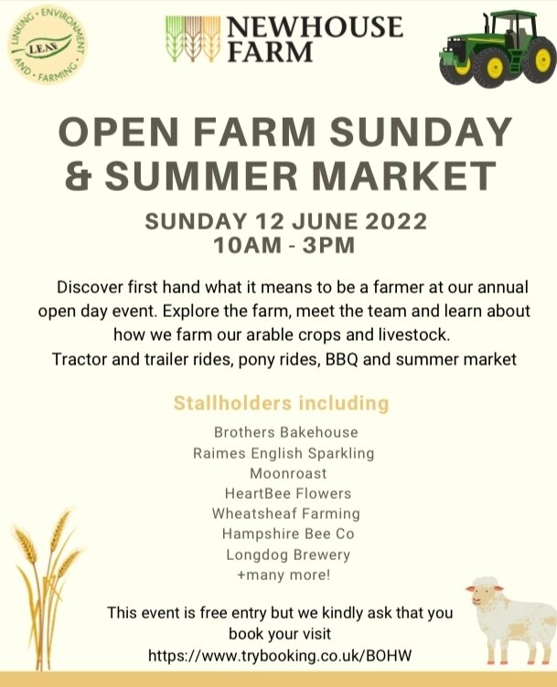 🌟 SAVE THE DATE!🌟 ⁠
⁠
Newhouse Farm Open Farm Sunday and Summer Market 2022⁠
⁠
Discover first hand what it means to be a farmer at our annual open day. Explore the farm, meet the team and learn about how we farm our arable crops and livestock. ⁠
⁠
