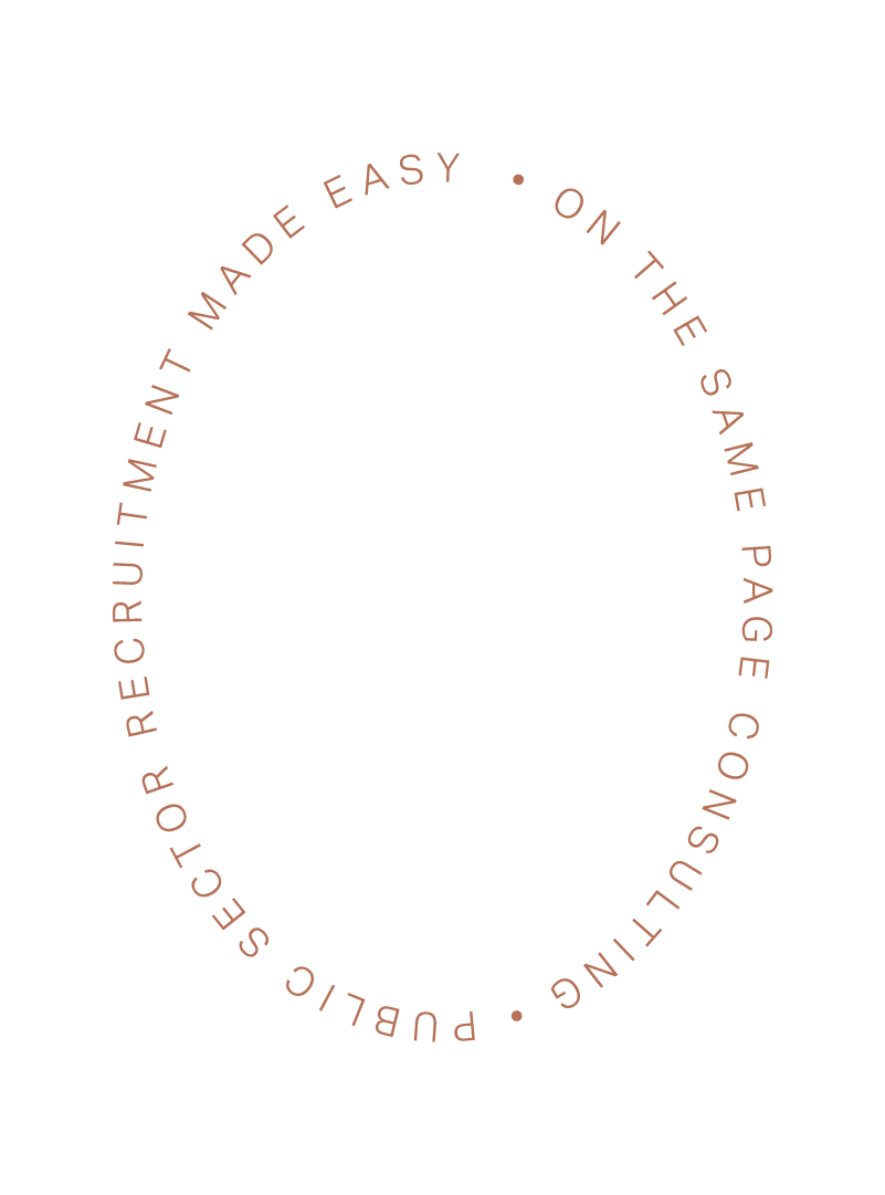 The brand stamp for On The Same Page Consulting, in ochre colour.