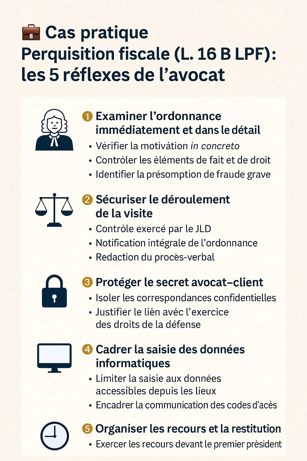 Une perquisition fiscale imprévue — les 5 réflexes essentiels de l’avocat (art. L. 16 B LPF) :