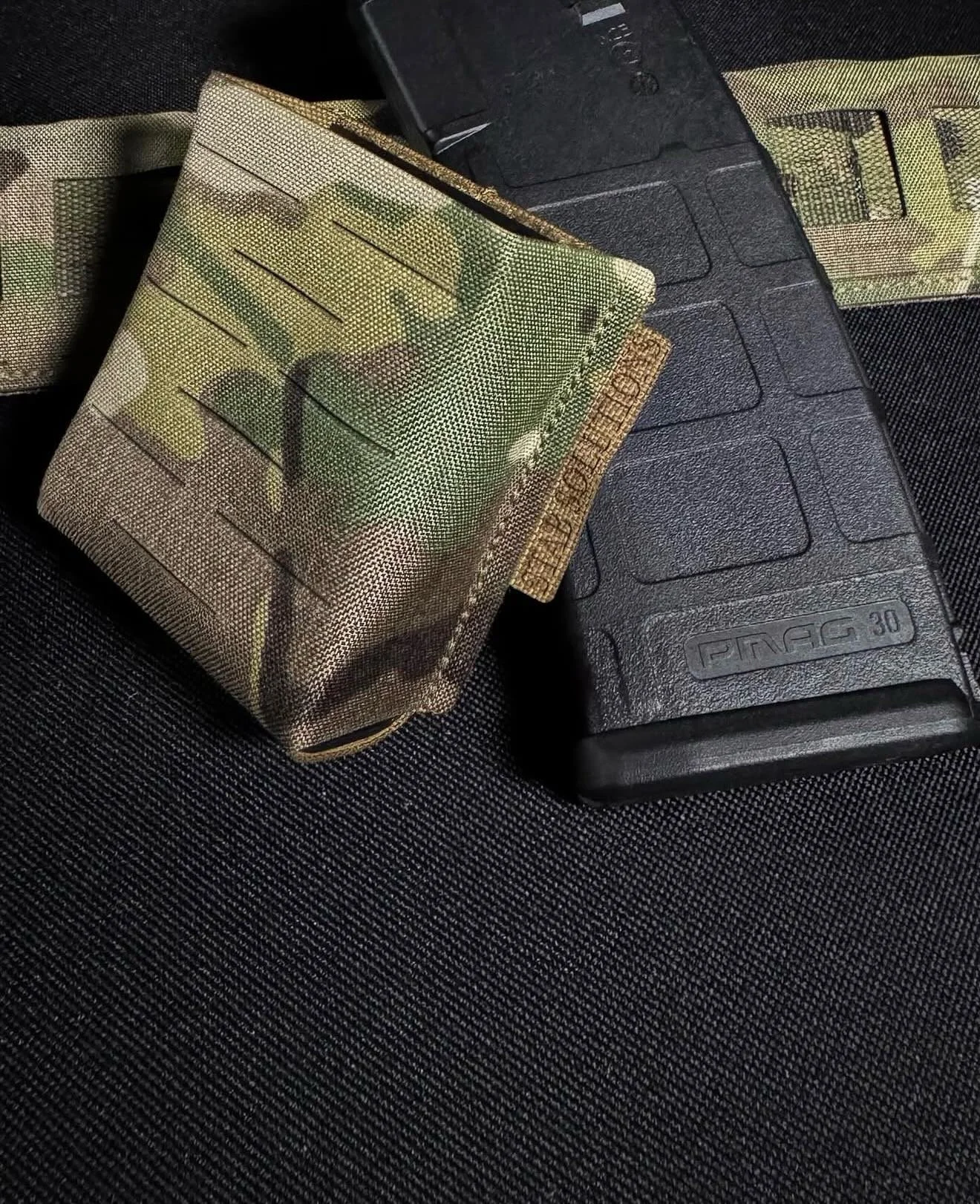 The Rapid Rifle CQB Pouch- this pouch is specifically designed with shooters belts in mind. It has half spacing molle to ensure a tight fit with zero loose play. By being a shorter pouch, the mag sits higher on the belt or body armour making it quick