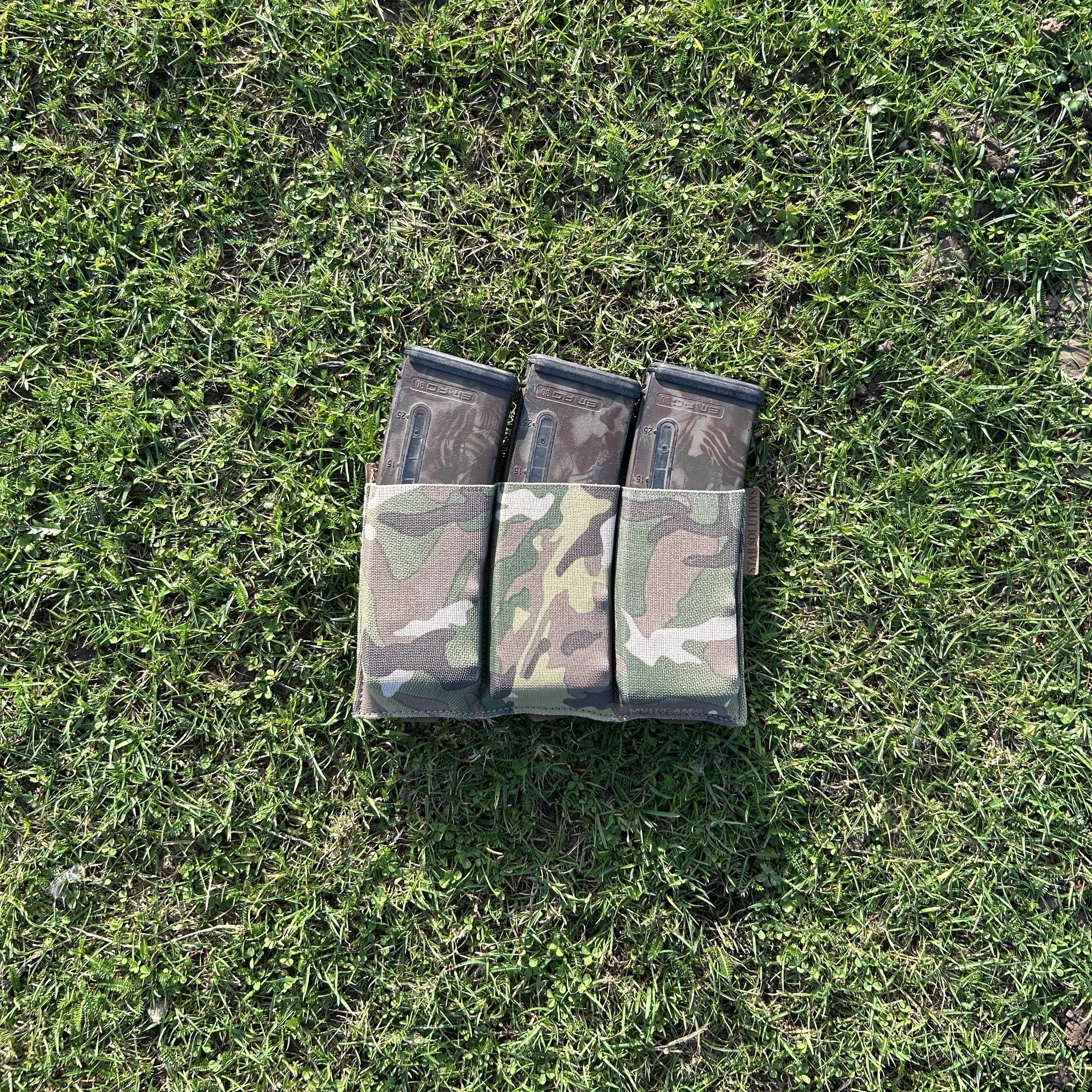 STAB Solutions 0710-01 Laser Cut Triple Elastic Magazine Recce Rig Pouch Multicam Laminate Accessories Military Tactical Kit Made in the UK Made in Great Britain (1).JPG