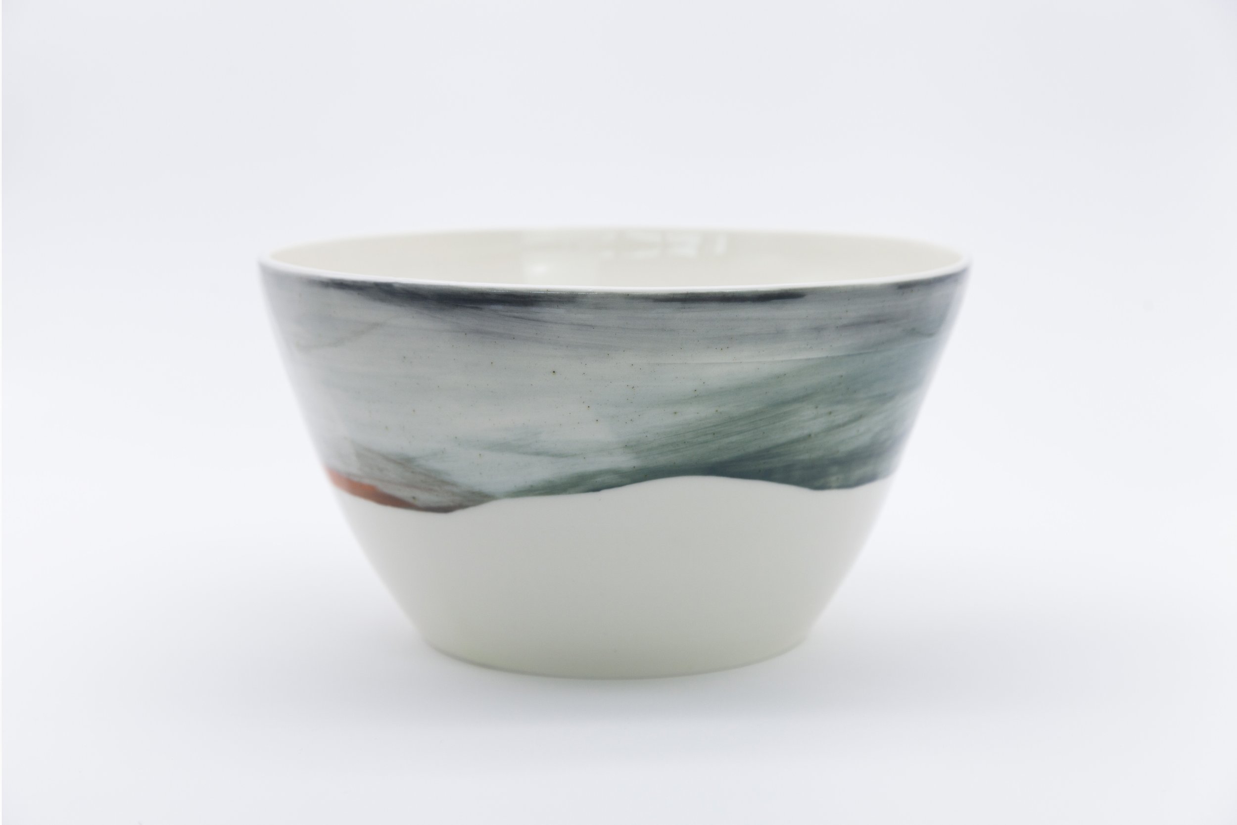 Large Porcelain Bowl with hand-painted Seascape Decoration