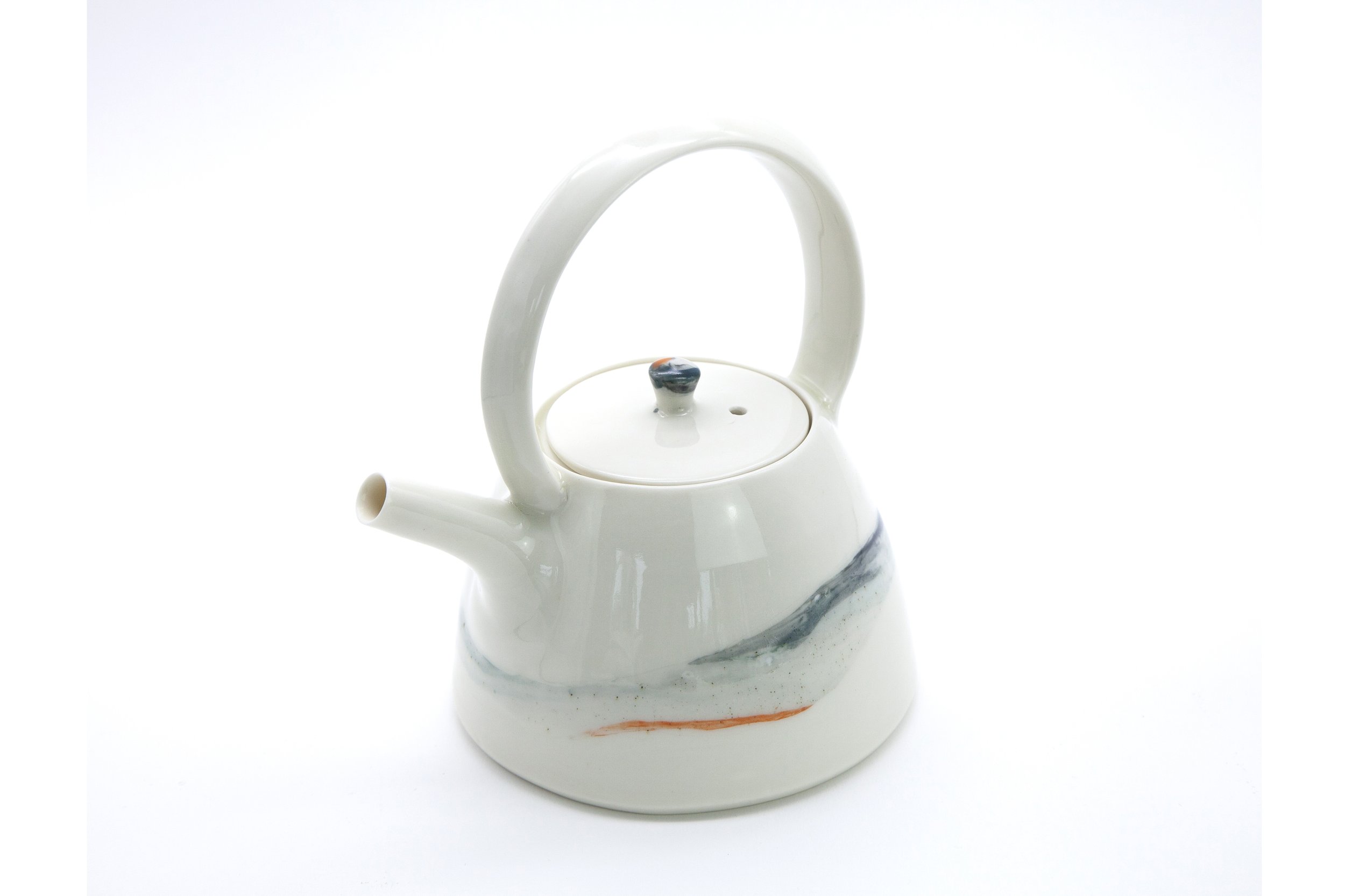 Porcelain Teapot with hand-painted Seascape Decoration