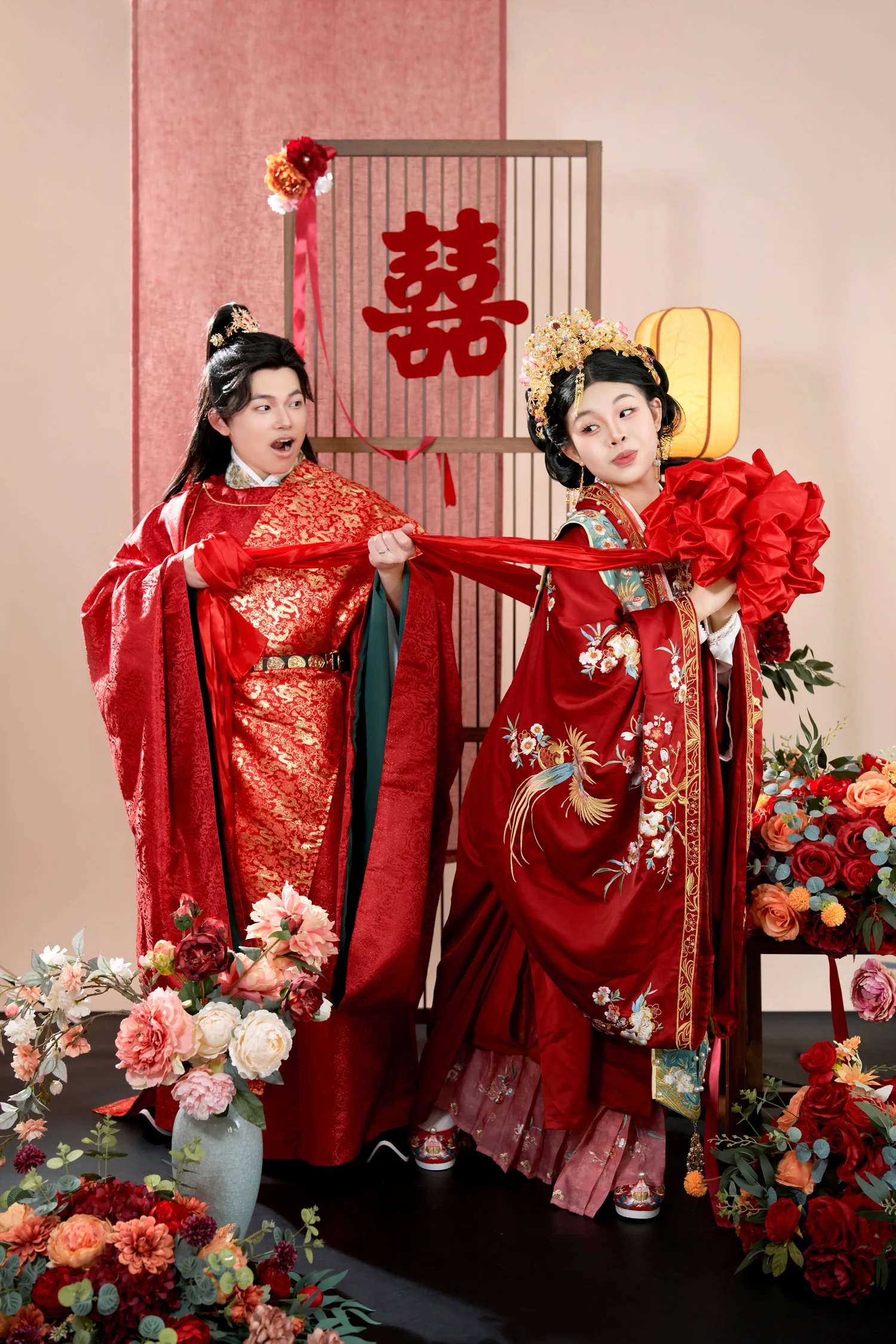 young couple in singapore doing a hanfu wedding photoshoot at dressed up dreams