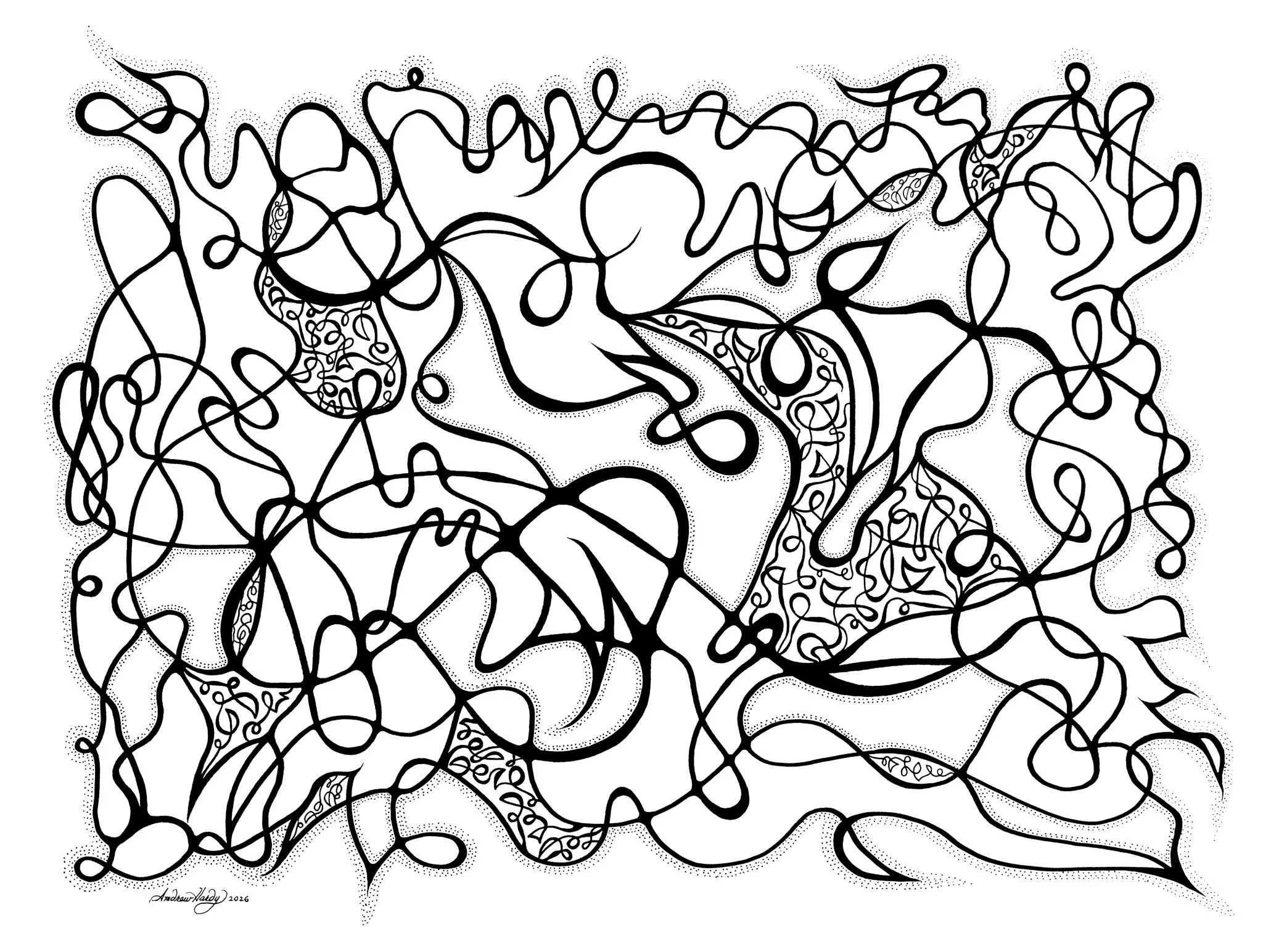 "Swirling World". Original Artwork; Pen & Ink drawing 17 x 12 CM on (25.5 x 18 CM) Stonehenge Aqua Hotpress Acid-Free 100% cotton paper (300 GSM - 140 LB) Completed on 24 July 2026
