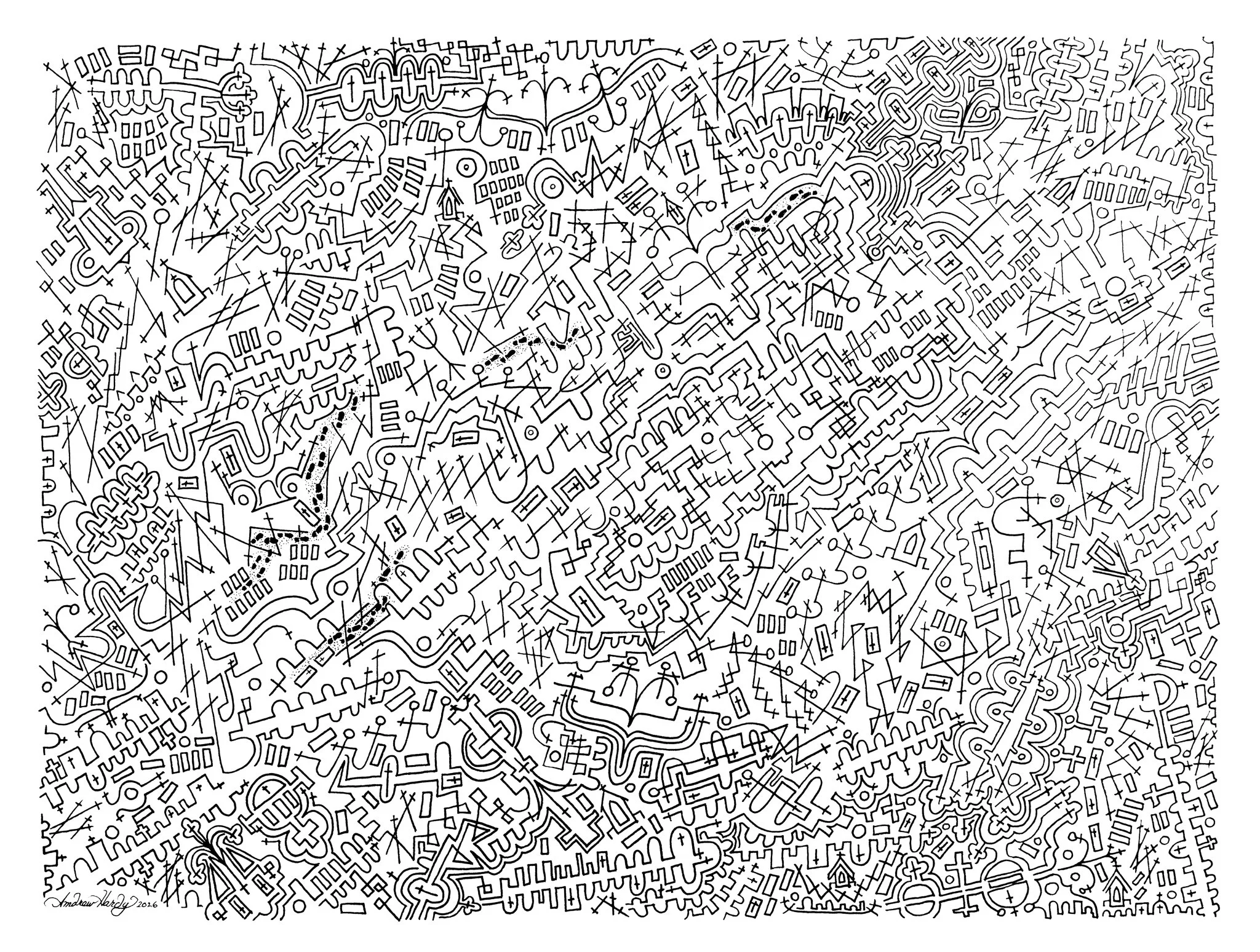 "The Endlessly Sprawling Cemetery". Original Artwork; Pen & Ink drawing 17 x 12 CM on (25.5 x 18 CM) Stonehenge Aqua Hotpress Acid-Free 100% cotton paper (300 GSM - 140 LB) Completed on 9 August 2026