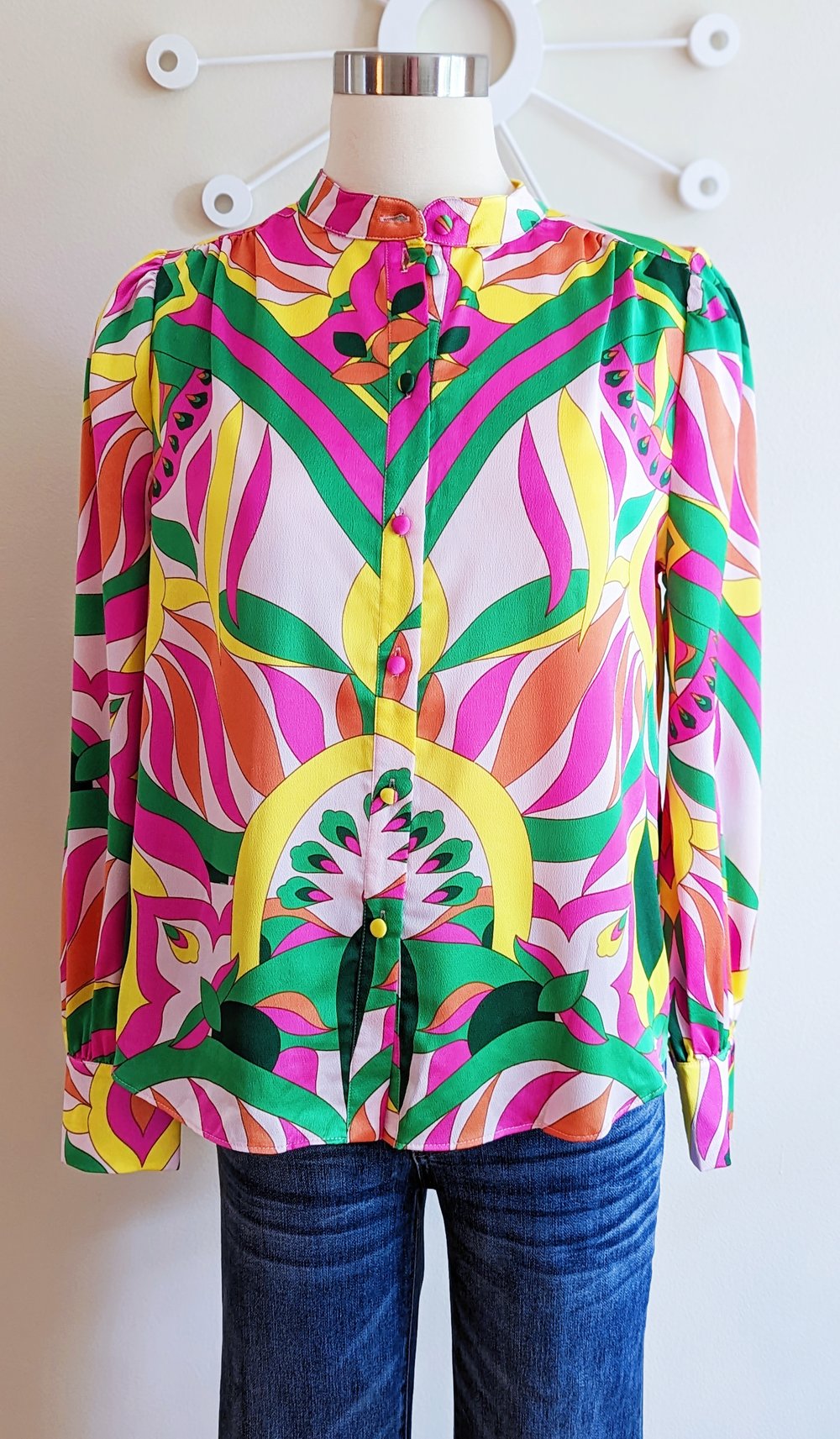 Fab Retro Print Blouse | Two Blue Sister Boutique