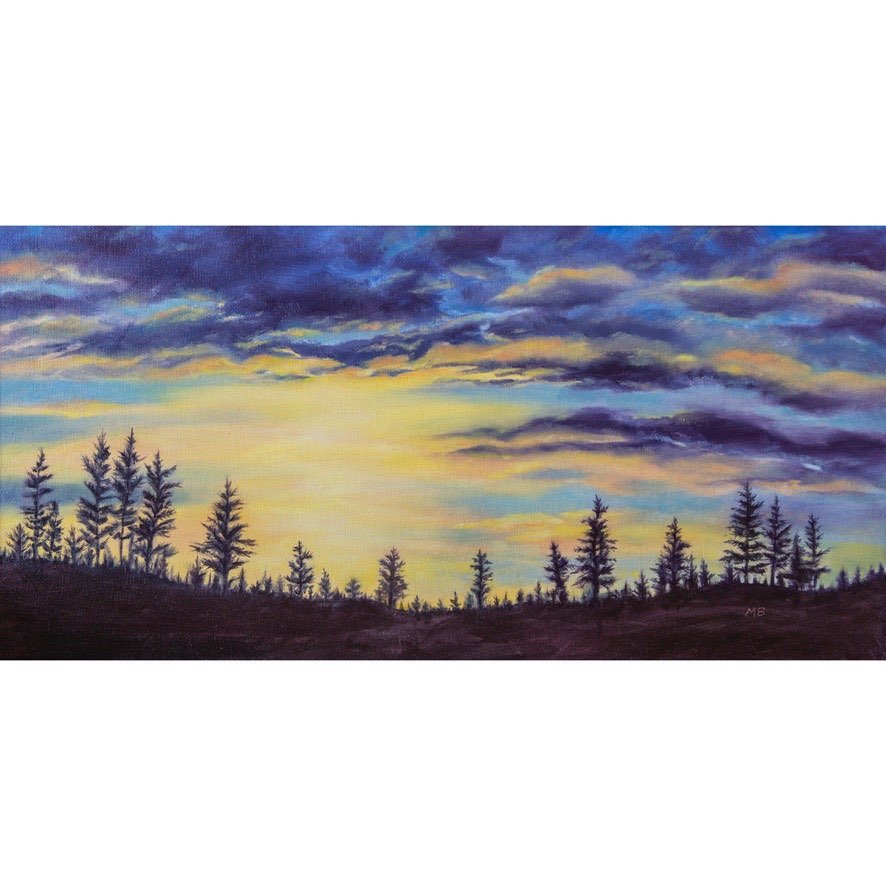 Alaskan Sunset 12" x 24" Acrylic on Canvas. Sold. Email me to commision a painting.
