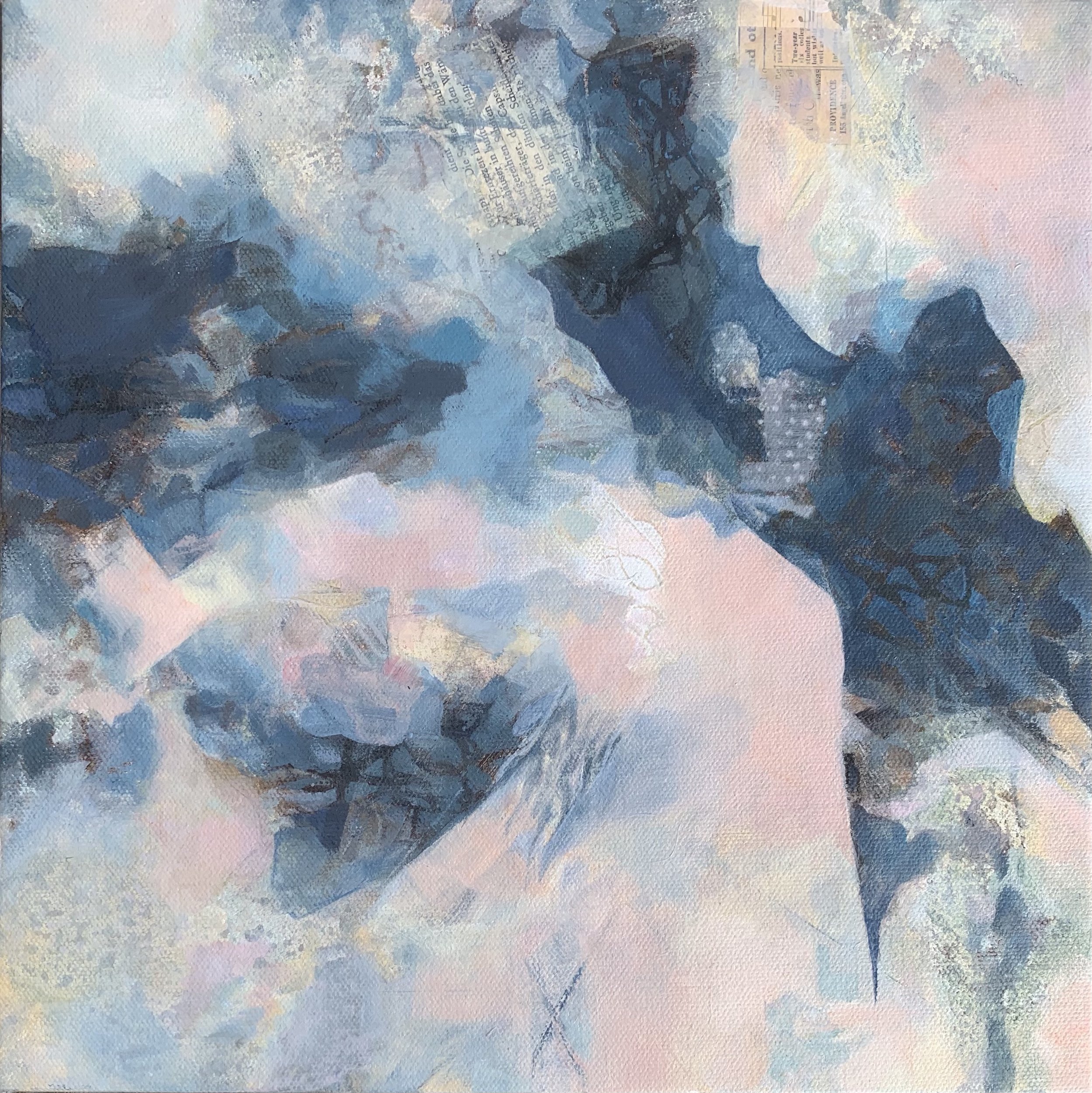 Contentment. Breathe Series. 12 x 12" acrylic on canvas with some collage. painted sides. Unframed. #2135