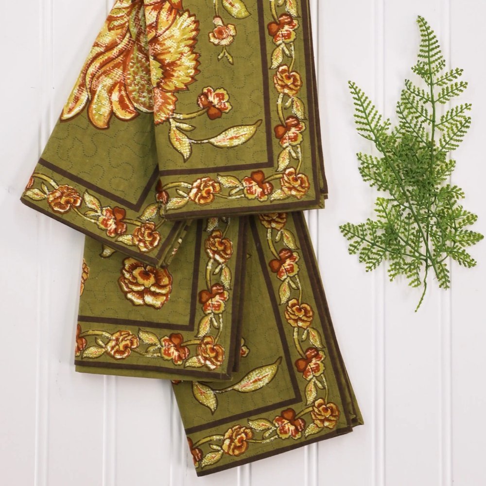 MagicLinen Napkin Set in Moss Yellow at Urban Outfitters
