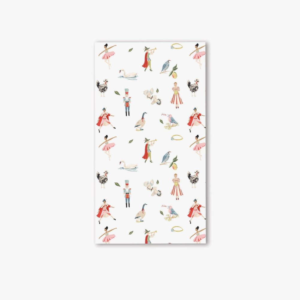 Twelve Days of Christmas Cloth Napkins - Set of 12 napkins – White