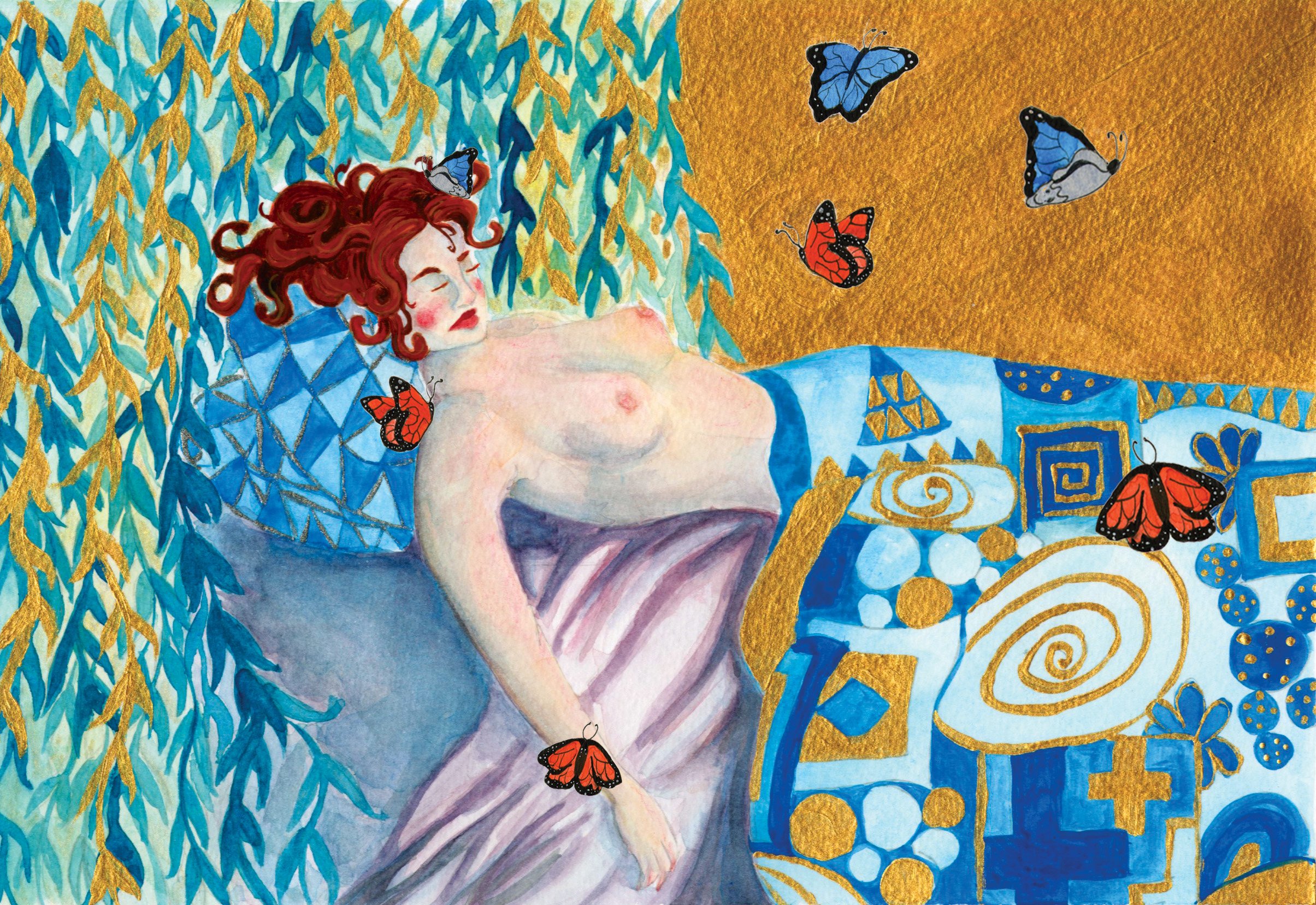 Sleeping Beauty, 8.5 in x 6 in, Watercolor/Gouache, 2021