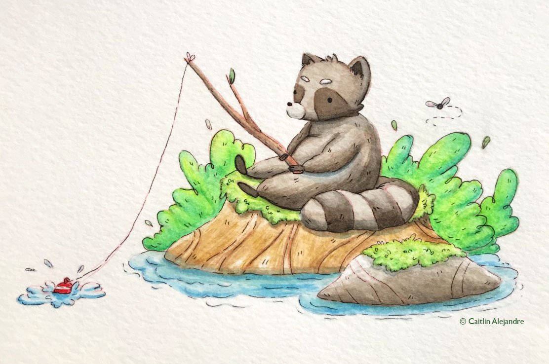 "Cooper Fishing". Watercolor. 2022. 5" x 7".