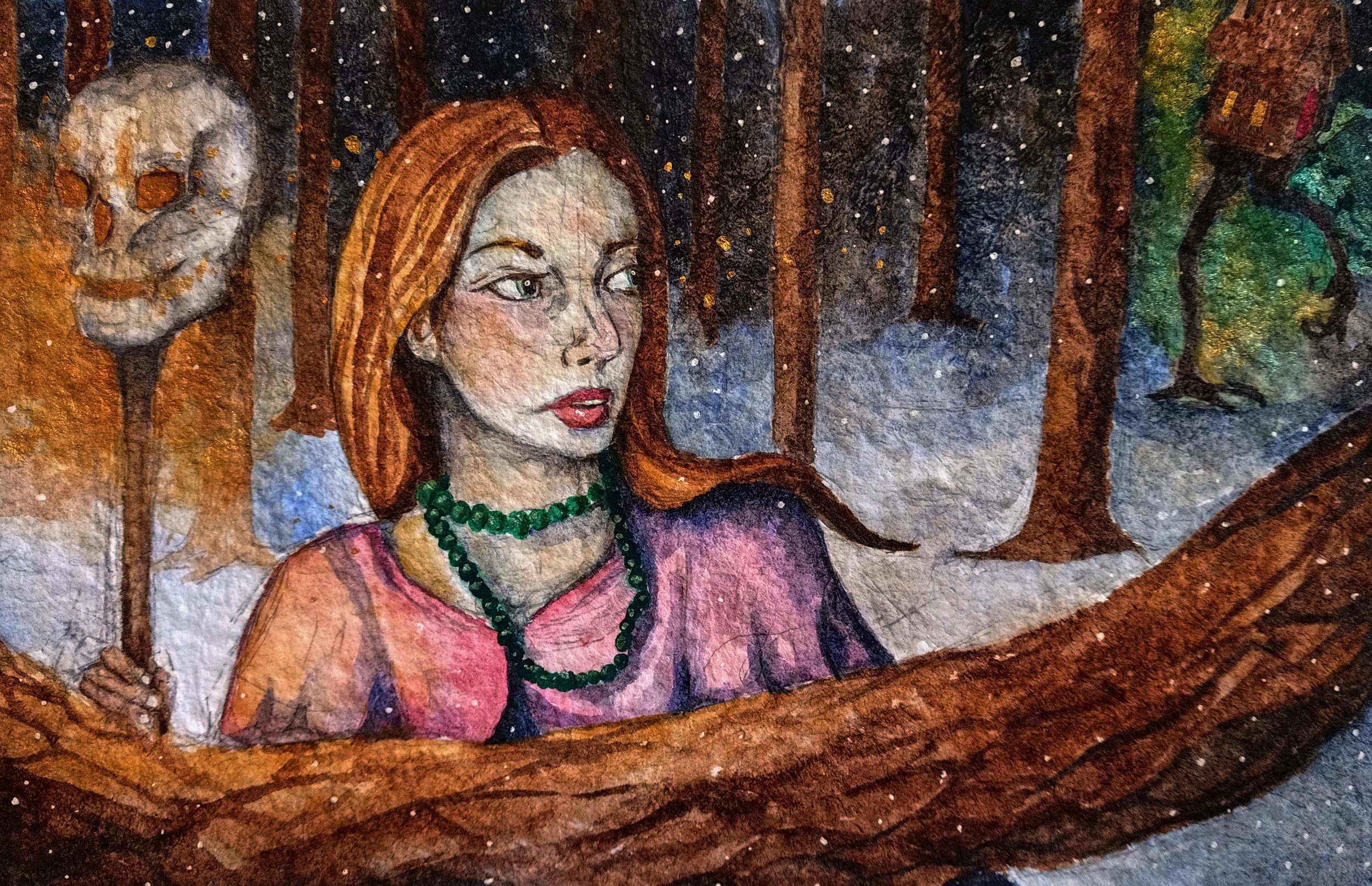 Vasalisa And Baba Yaga ,13 in x 8.5 in , Watercolor, 2021